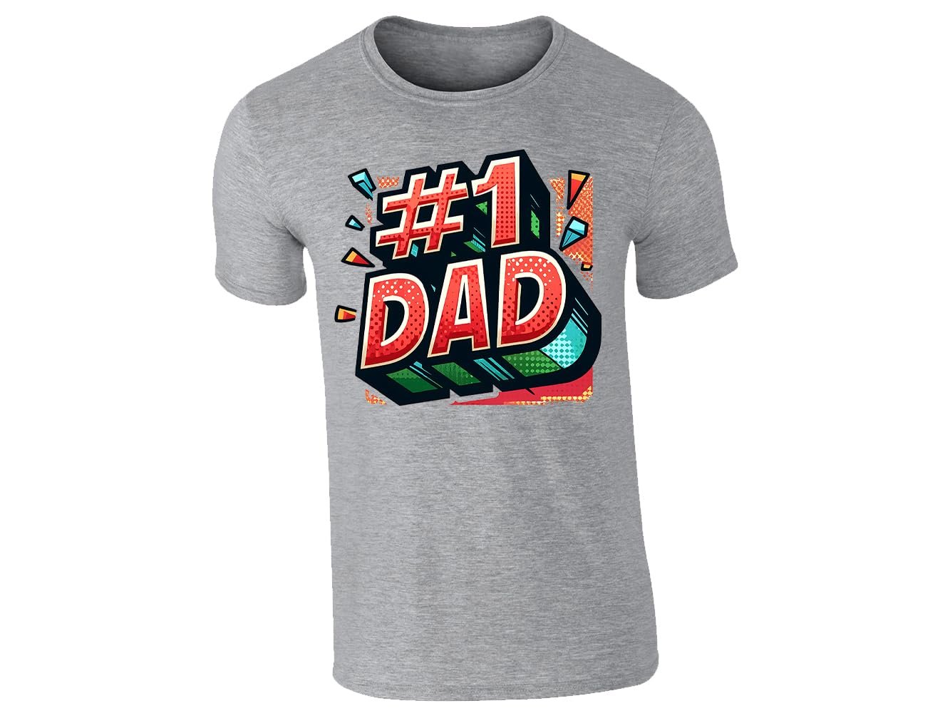 617cb7s bfl.jpg Heather Grey men's T-shirt with #1 DAD comic pop-art design