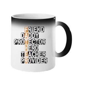 Colour changing mug revealing a “FATHER” acrostic – friend, daddy, protector, hero, teacher, provider