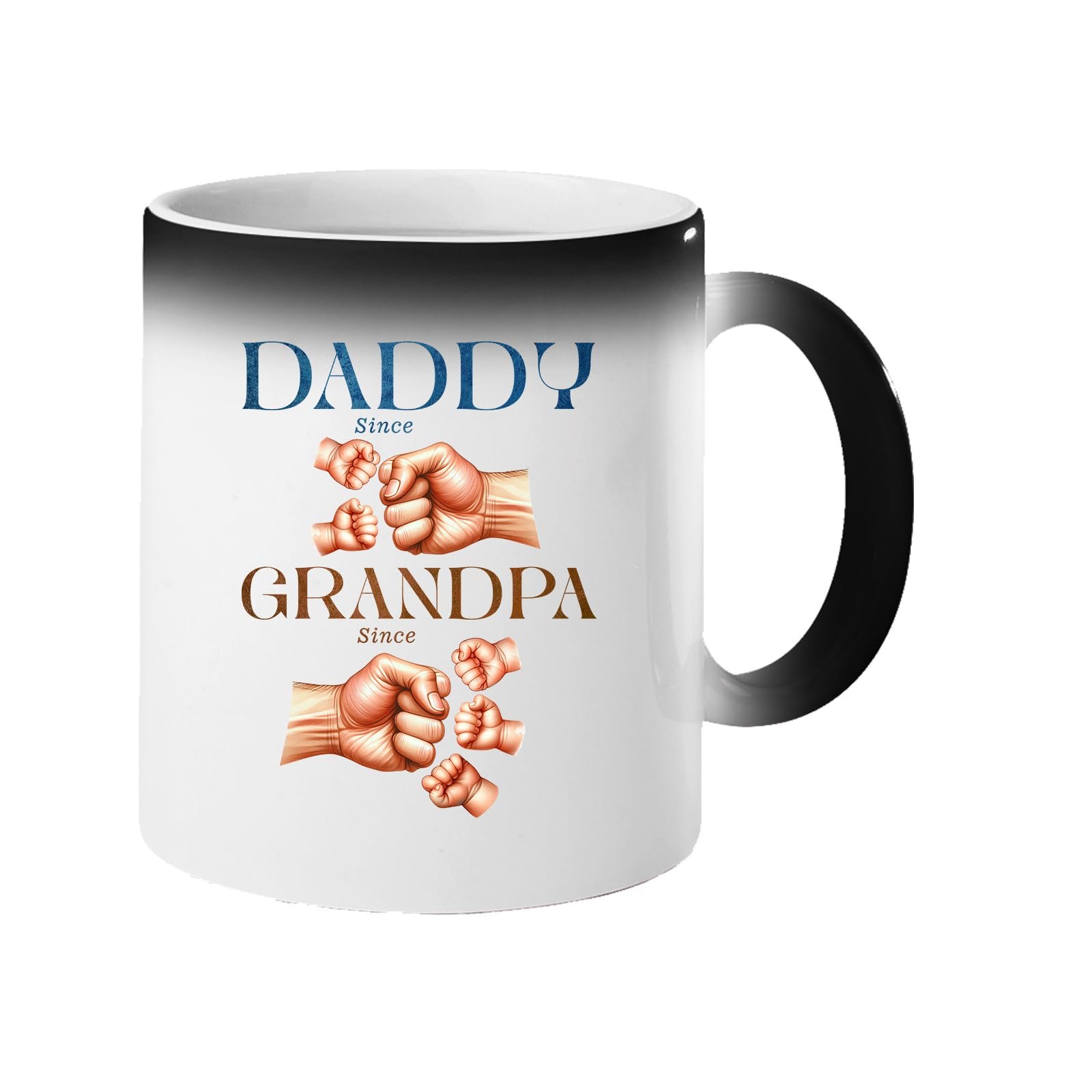 617q9wjmsbl.jpg Colour changing mug revealing “Daddy since” and “Grandpa since” with generations of fist bumps