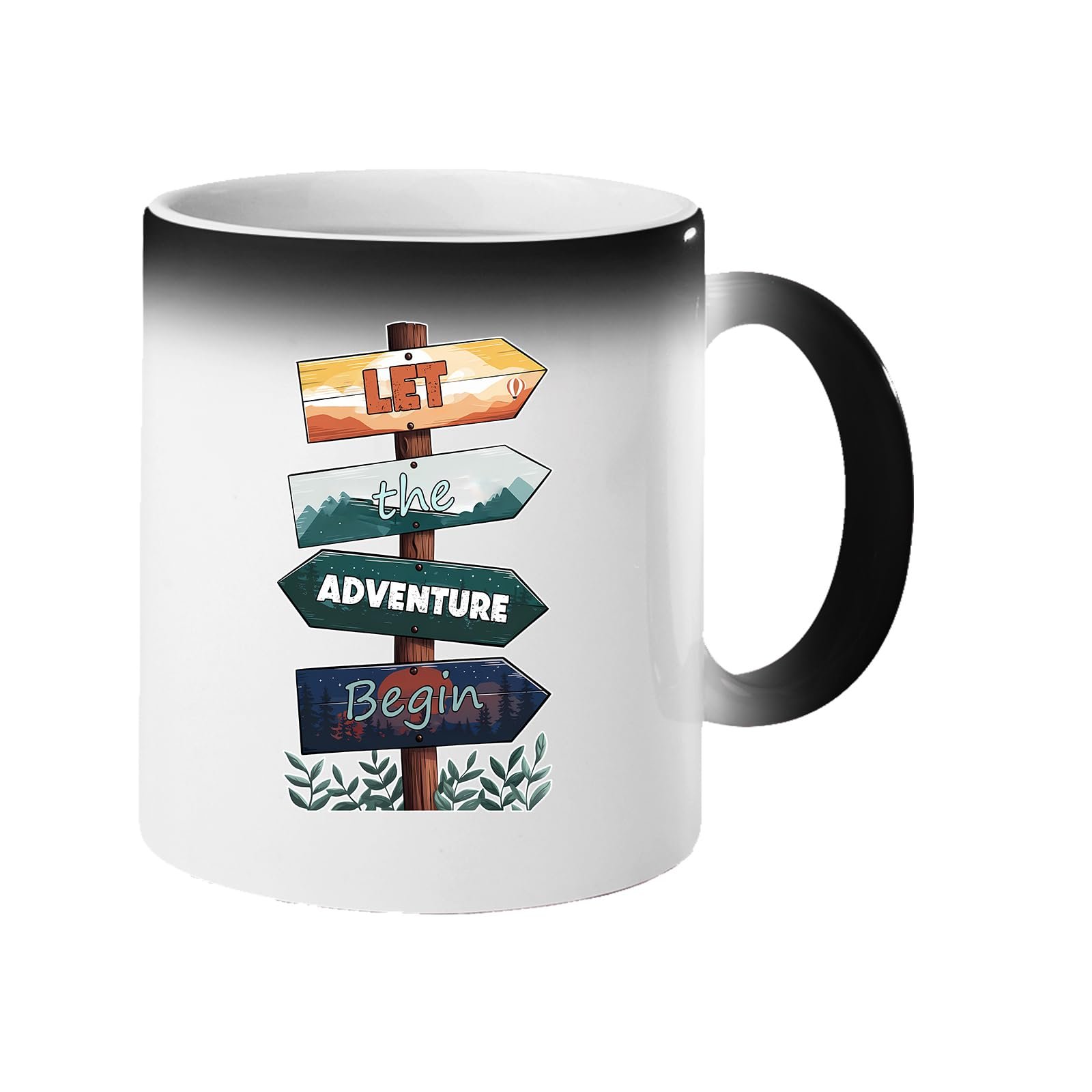 61bdsauchul.jpg Colour changing mug revealing wooden signposts spelling out “Let the adventure begin”