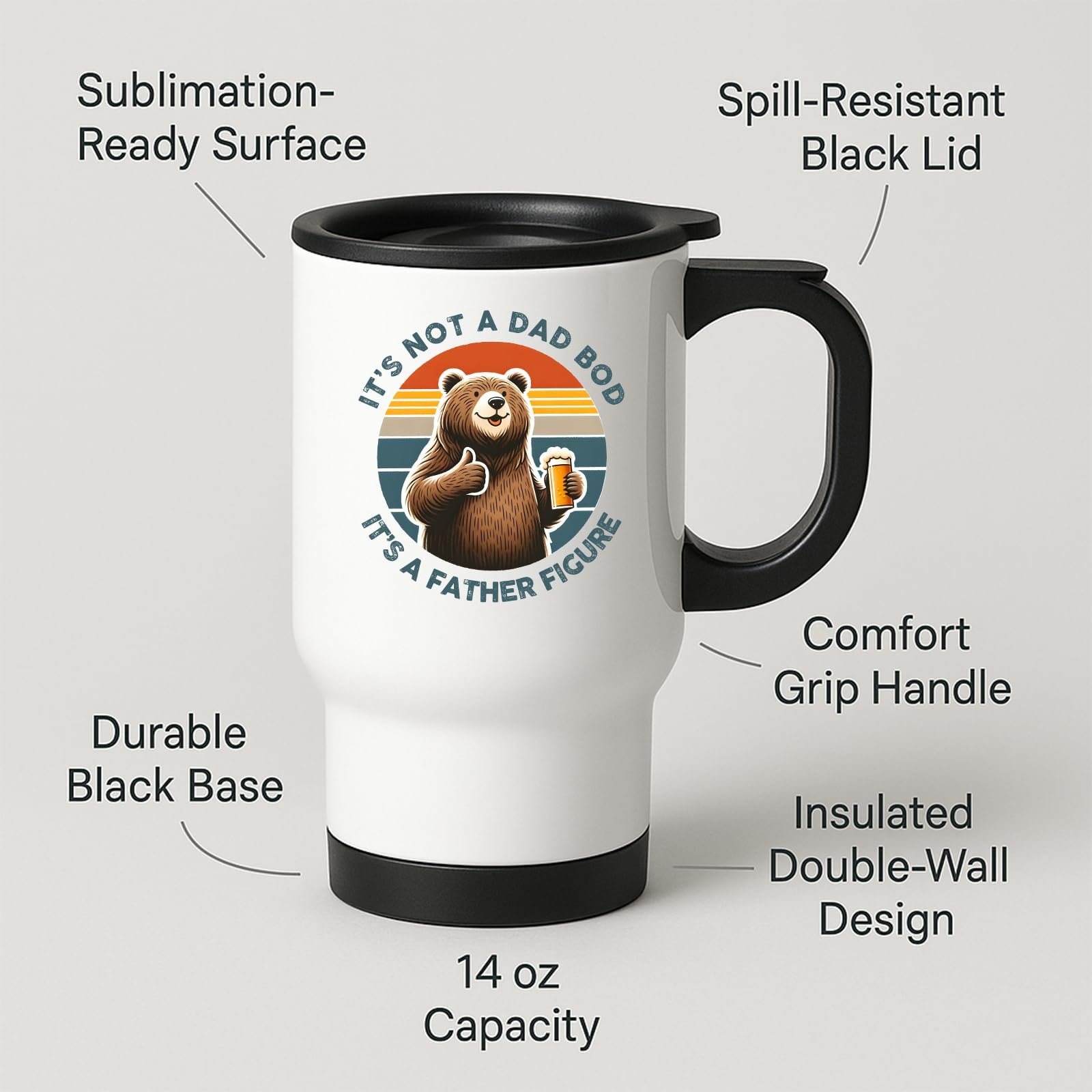 61bmtrwinul.jpg It's Not a Dad Bod Bear Travel Mug – product photo 2