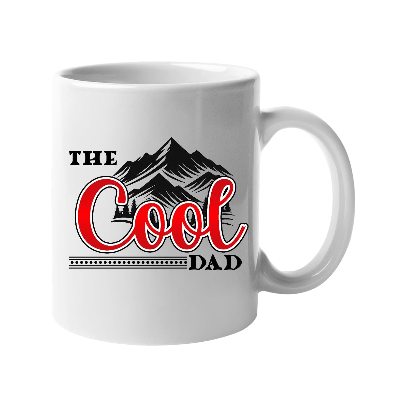 61k9ntt 7nl.jpg White mug with “The Cool Dad” in red script under black mountain peaks