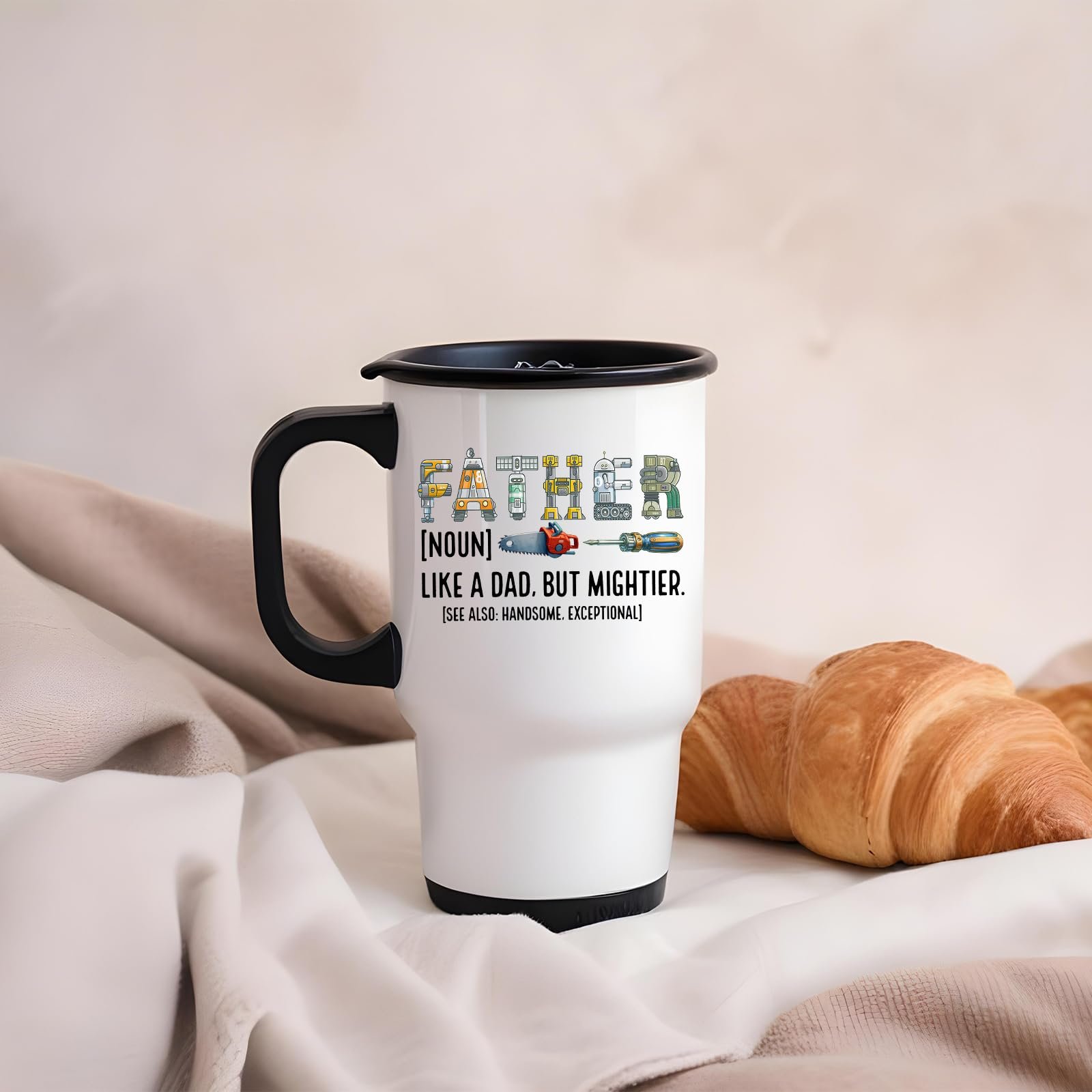 61qgqo1hkhl.jpg Father definition travel mug on a soft blanket beside a croissant