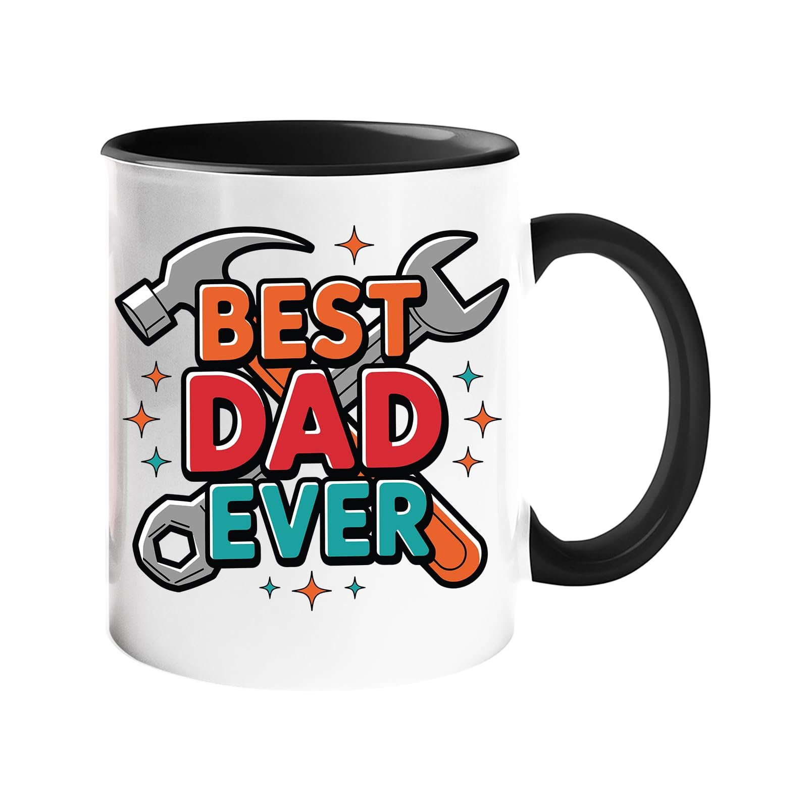 61s79pisvtl.jpg Colour handle mug with “Best Dad Ever” framed by a hammer and spanner – black handle and inside
