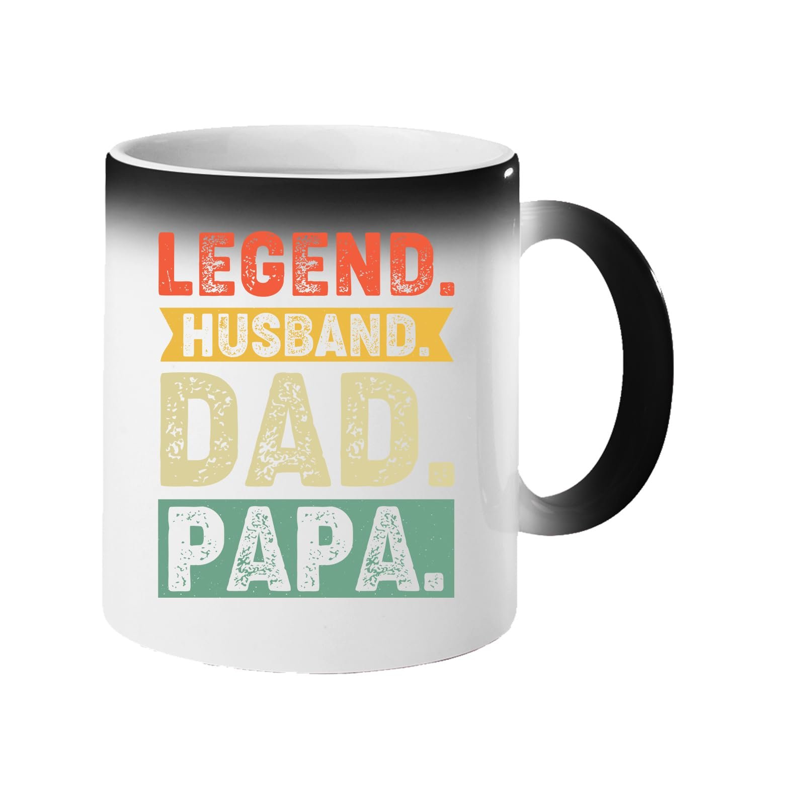 61k1jtjonhl.jpg Colour changing mug revealing “Legend. Husband. Dad. Papa.” in distressed retro colour blocks