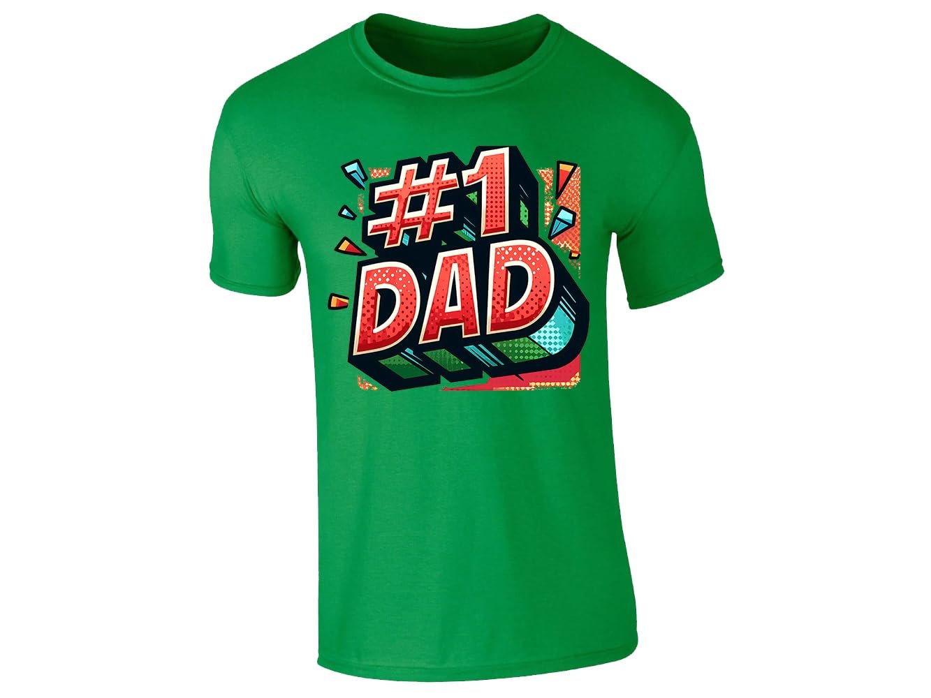 61le408s7ul.jpg Irish Green men's T-shirt with #1 DAD comic pop-art design