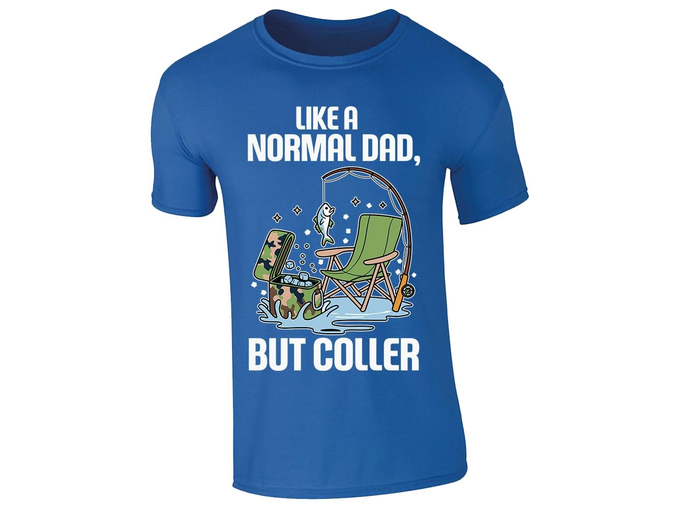 61mxvaklnwl.jpg Royal blue men's T-shirt with a fishing dad in a camp chair design