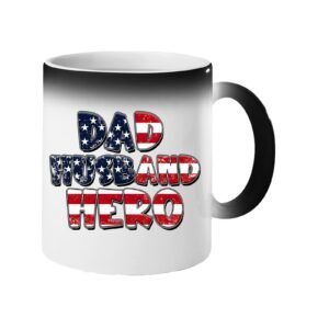 Colour changing mug revealing “Dad, Husband, Hero” in stars-and-stripes lettering