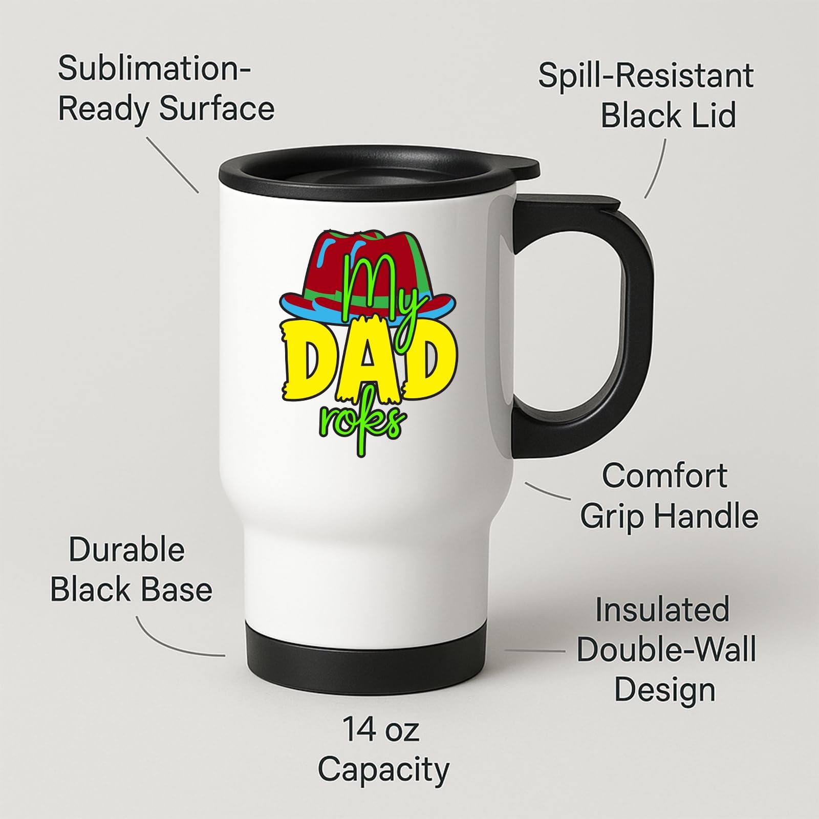 61xtxjslcbl.jpg Travel mug with the My Dad Rocks design and feature labels