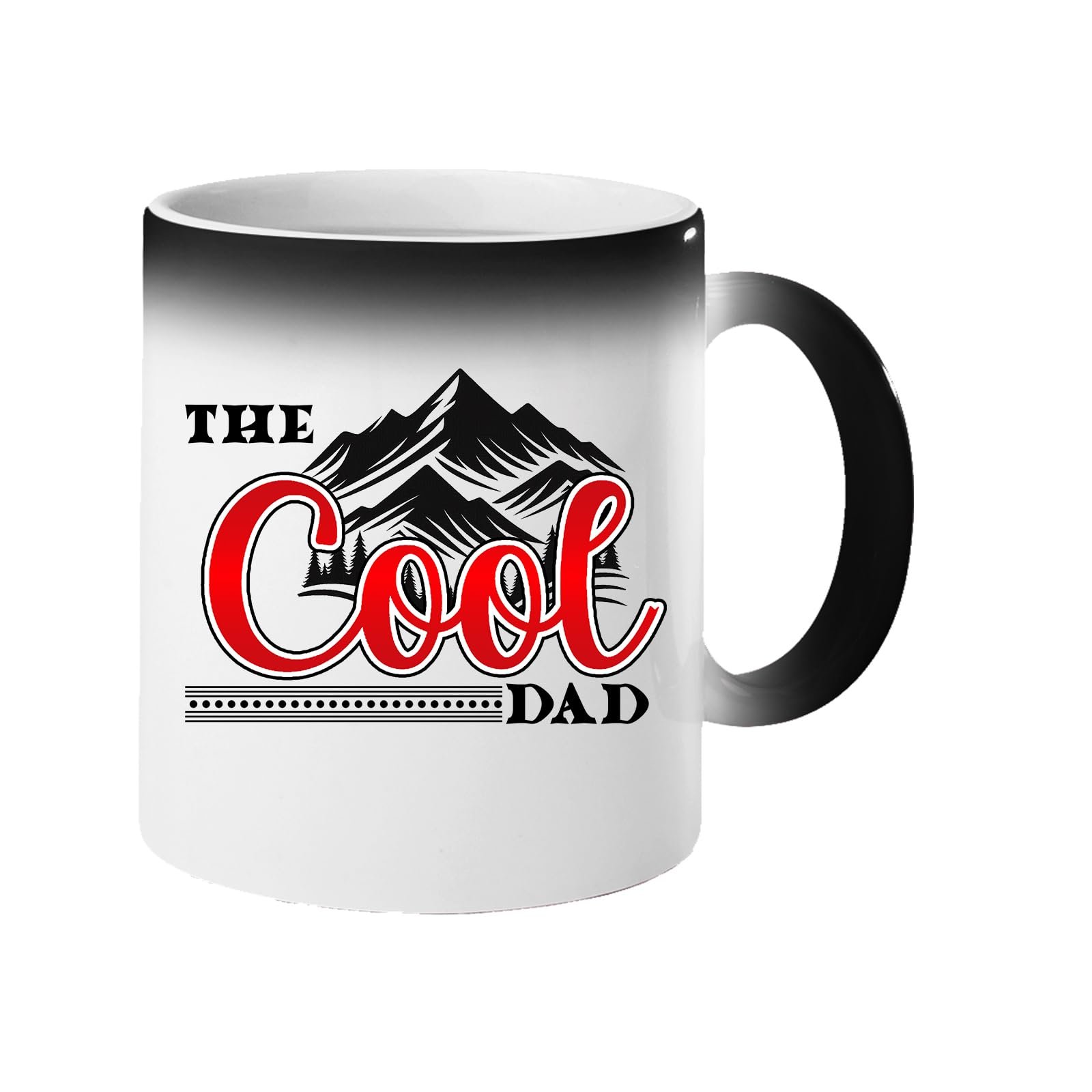 61yys tkahl.jpg Colour changing mug revealing “The Cool Dad” in red script under black mountain peaks