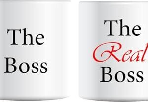 The Boss and The Real Boss mugs side by side
