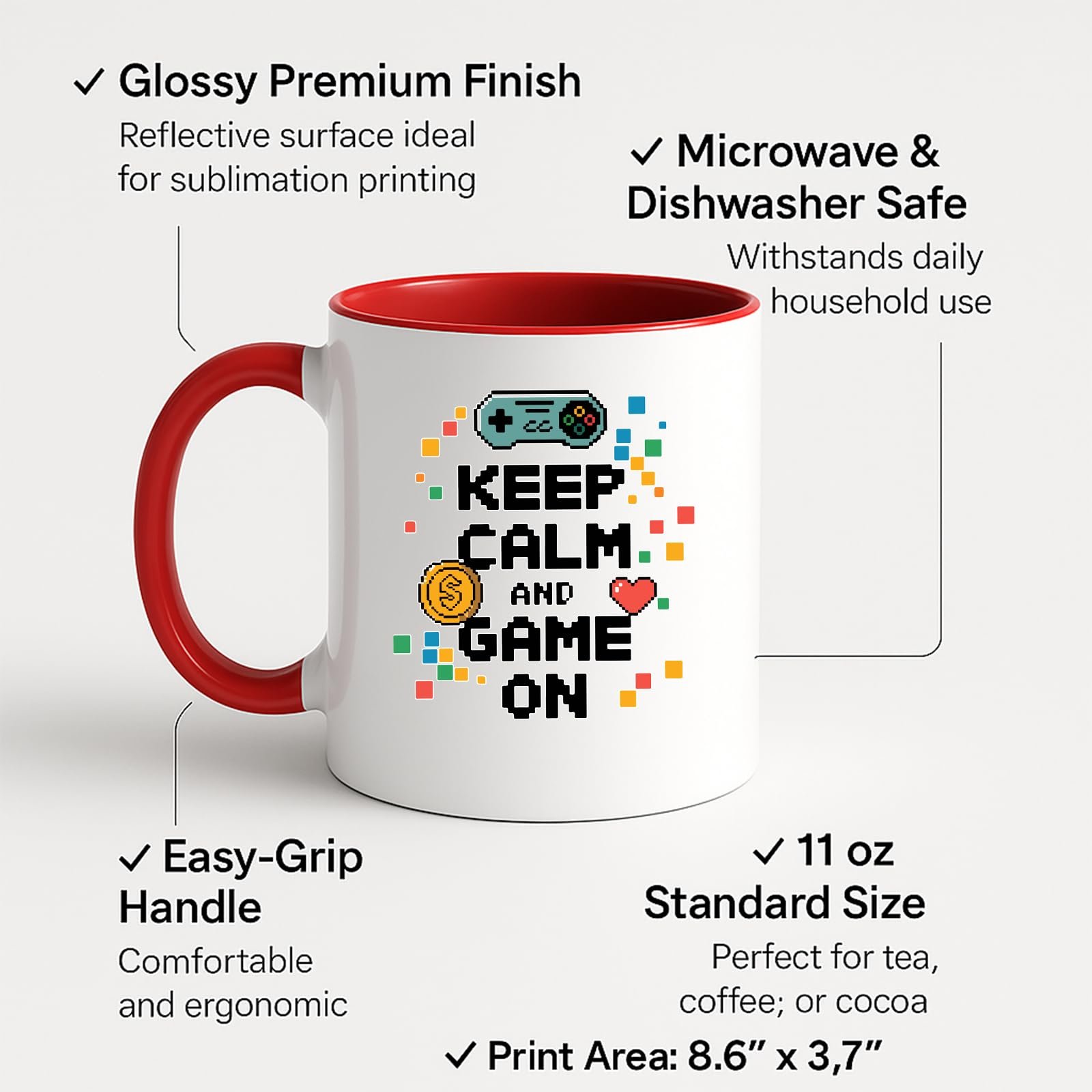 6ef7d76f.jpg Keep Calm and Game On Colour Handle Mug – product photo 2