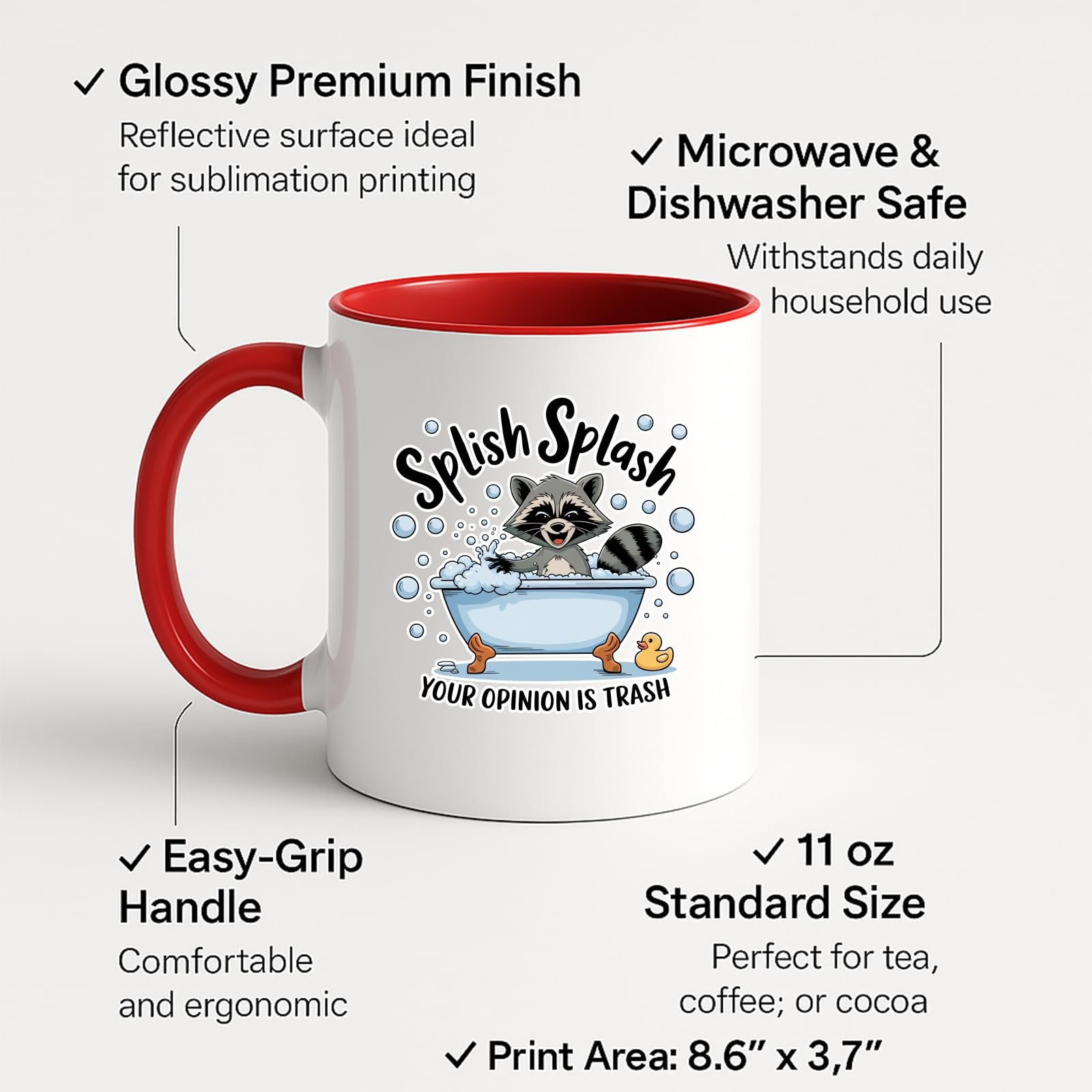717ihuu3ftl.jpg Splish Splash Your Opinion Is Trash Raccoon Colour Handle Mug – product photo 2