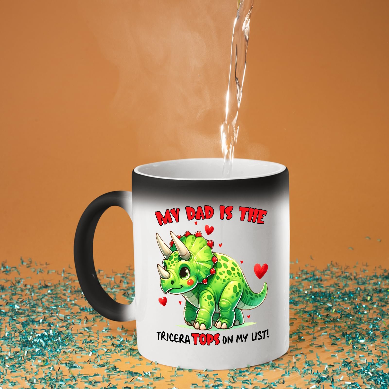 719xnqmt07l.jpg Hot water poured into the Triceratops dad colour changing mug as the design appears