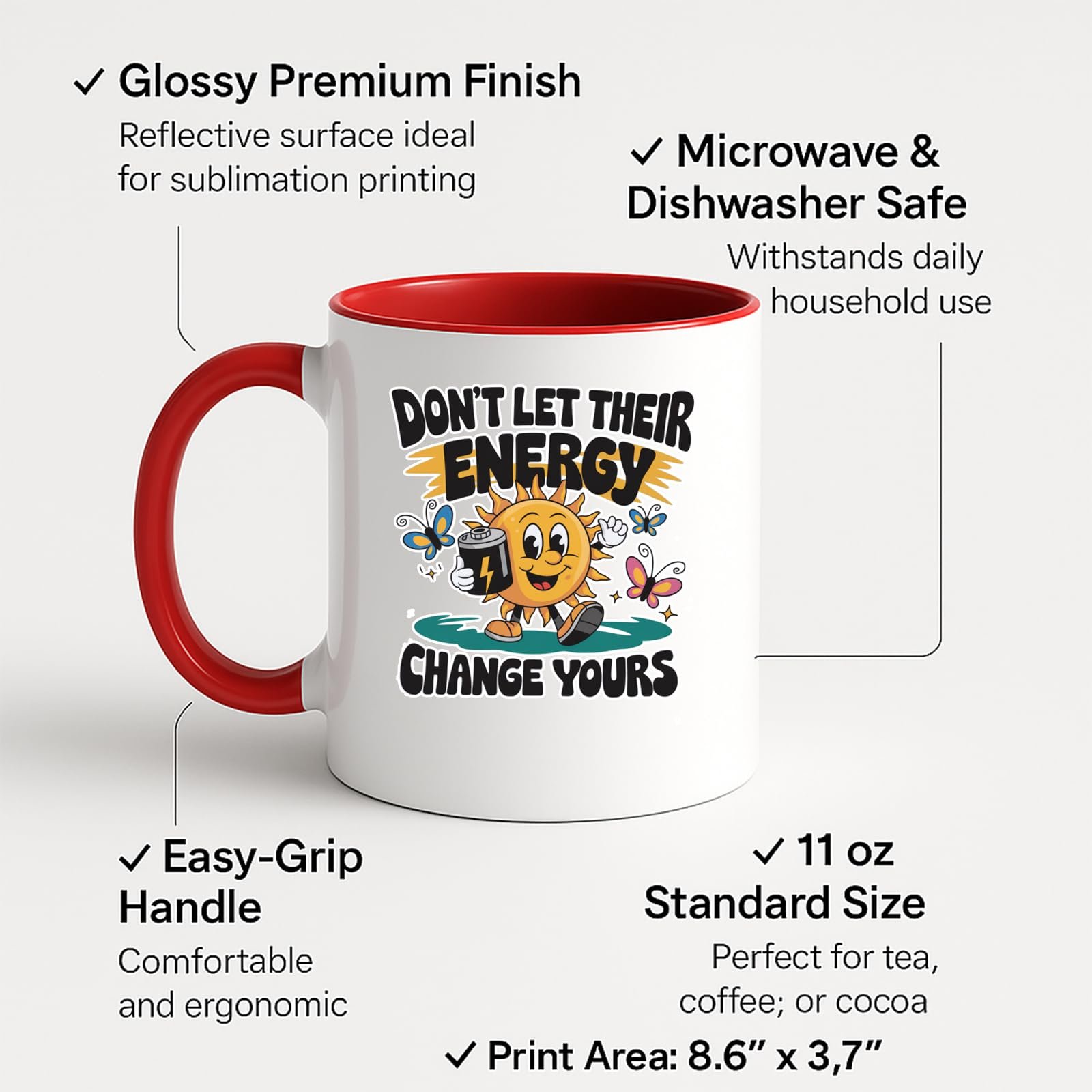 71dpioeaocl.jpg Don't Let Their Energy Change Yours Sun Colour Handle Mug – product photo 2