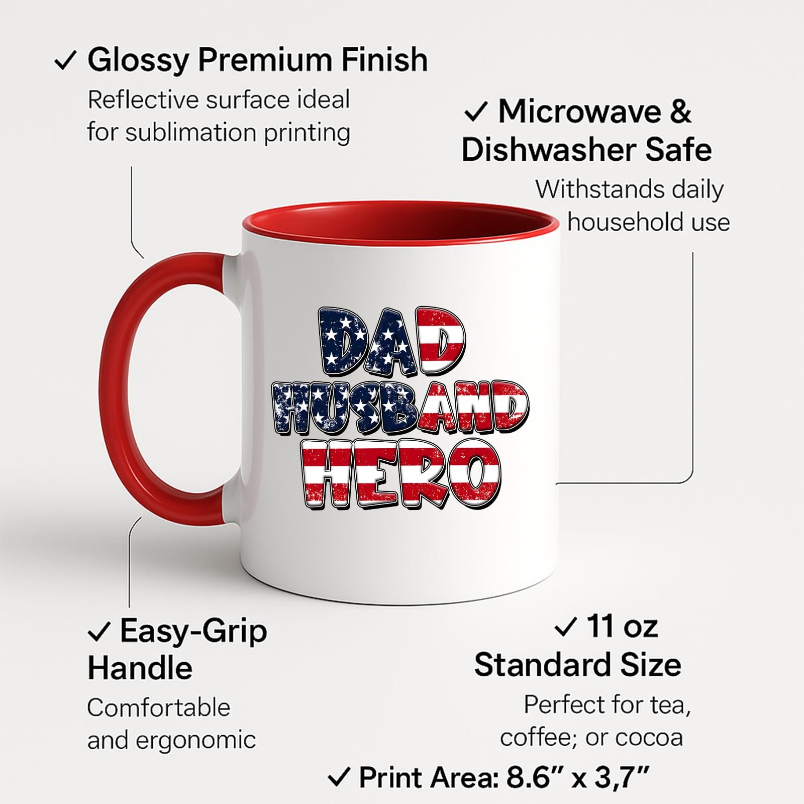 71hgntl8snl.jpg Dad Husband Hero Stars and Stripes Colour Handle Mug – product photo 2