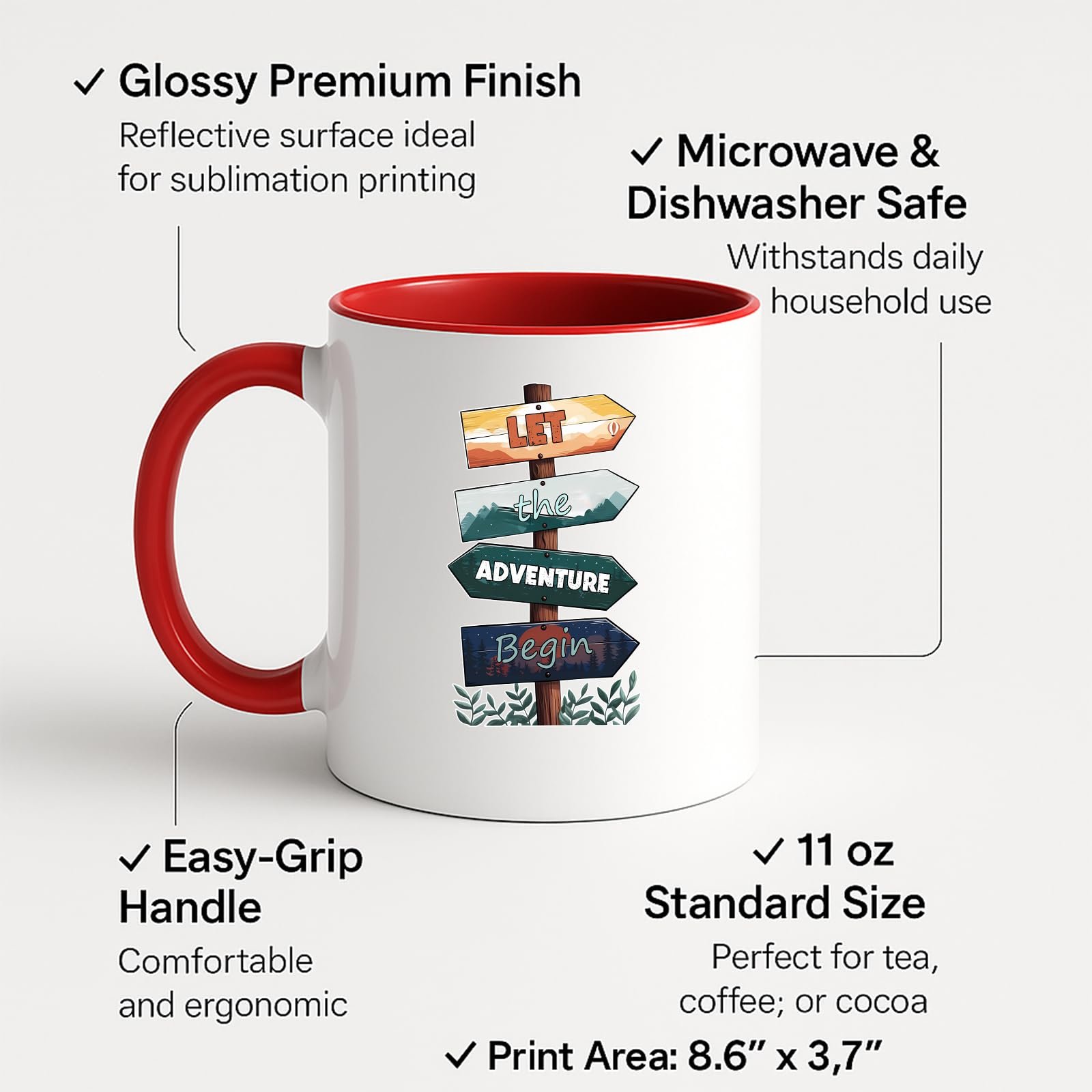 71lq2 gn7el.jpg Let the Adventure Begin Signpost Colour Handle Mug – product photo 2