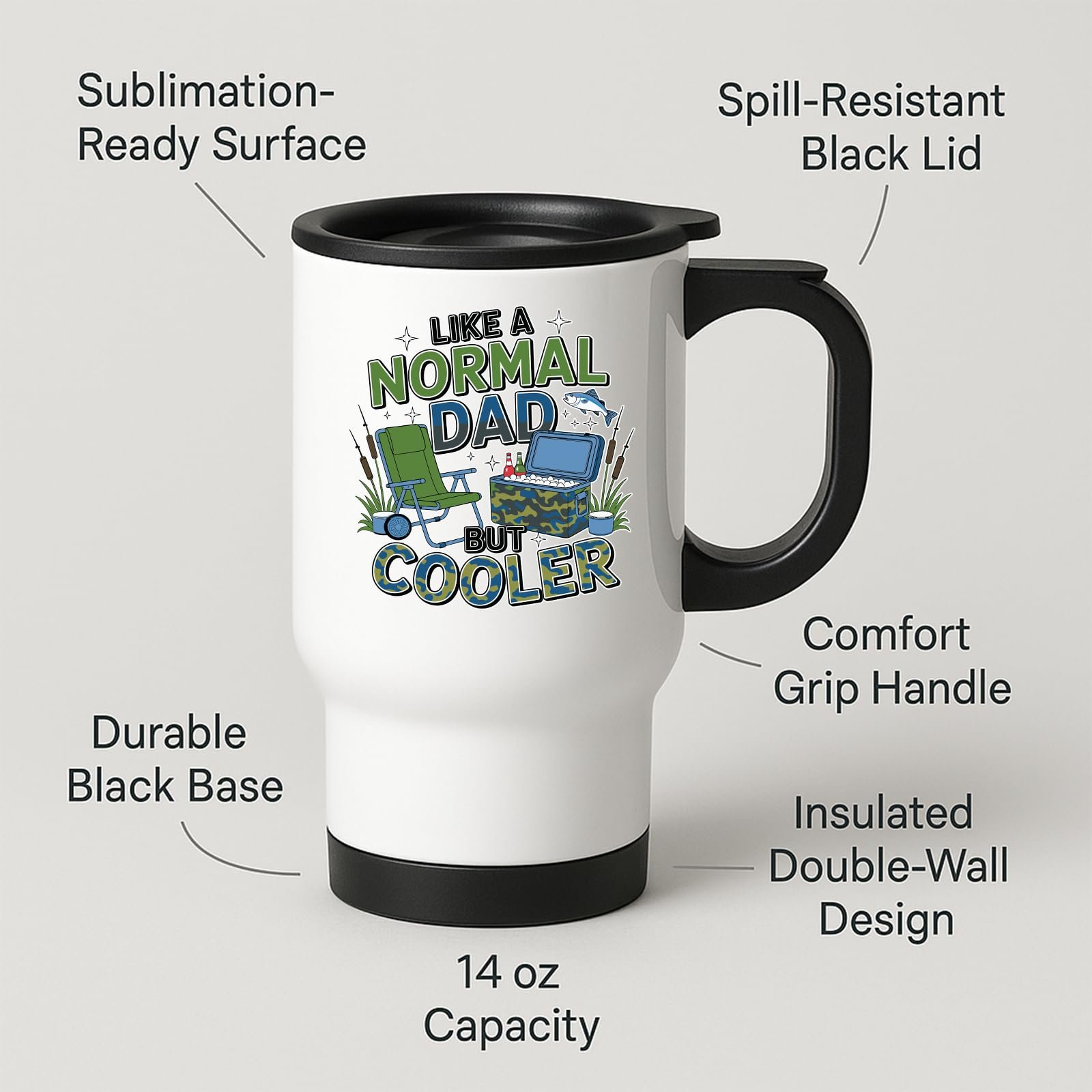 71lwpp75jyl.jpg Like a Normal Dad But Cooler Camping Travel Mug – product photo 2