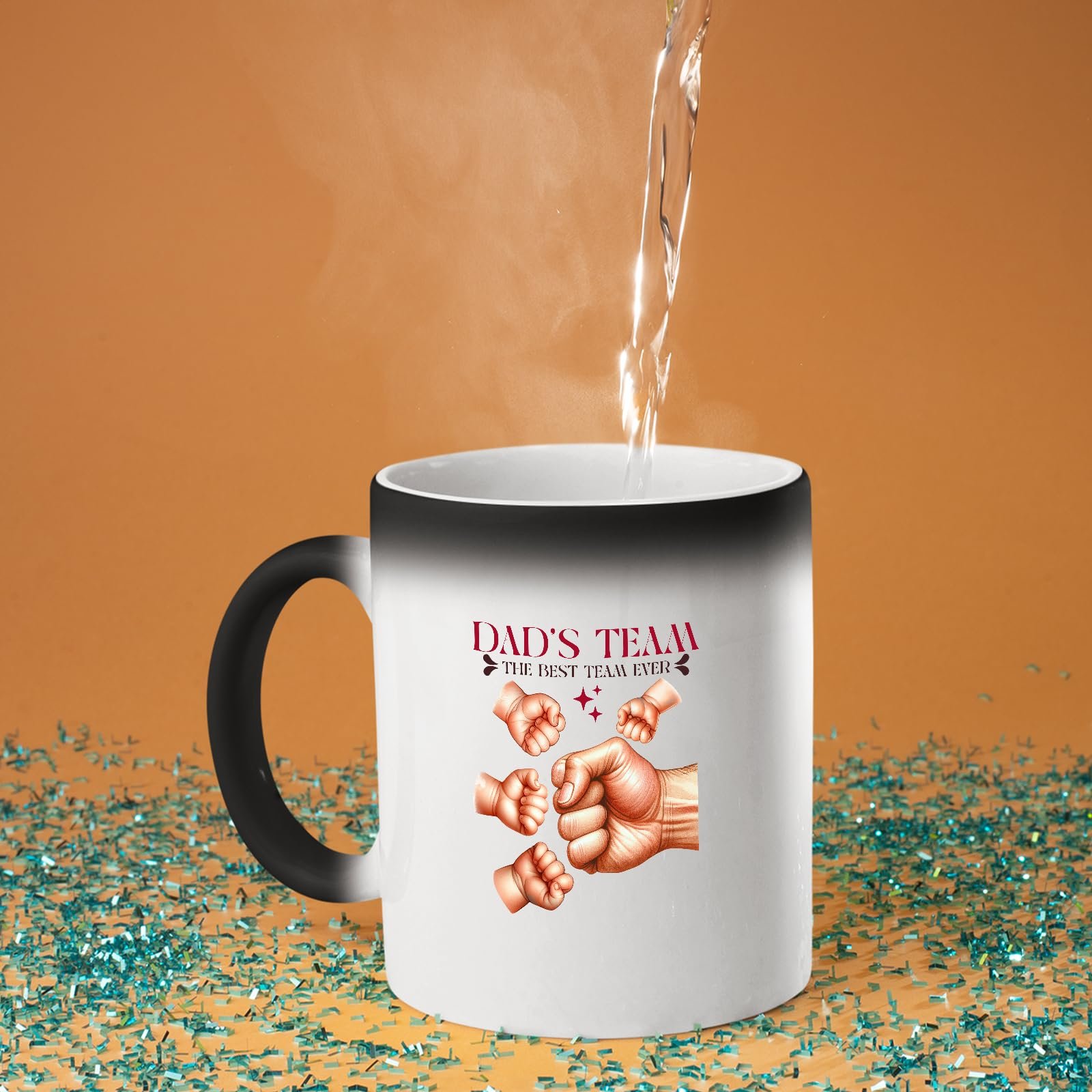 71mcmheyt4l.jpg Hot water poured into the Dad’s Team fist bump colour changing mug as the design appears