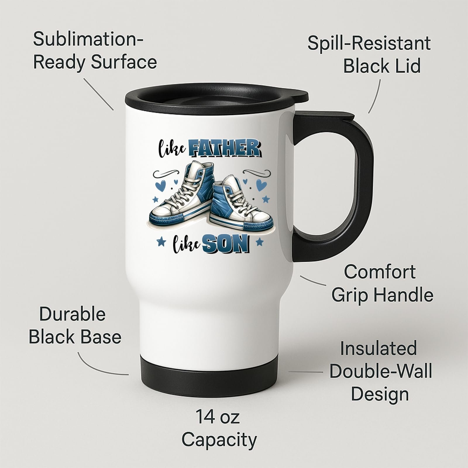 71qrmygbn9l.jpg Like Father Like Son Sneakers Travel Mug – product photo 2