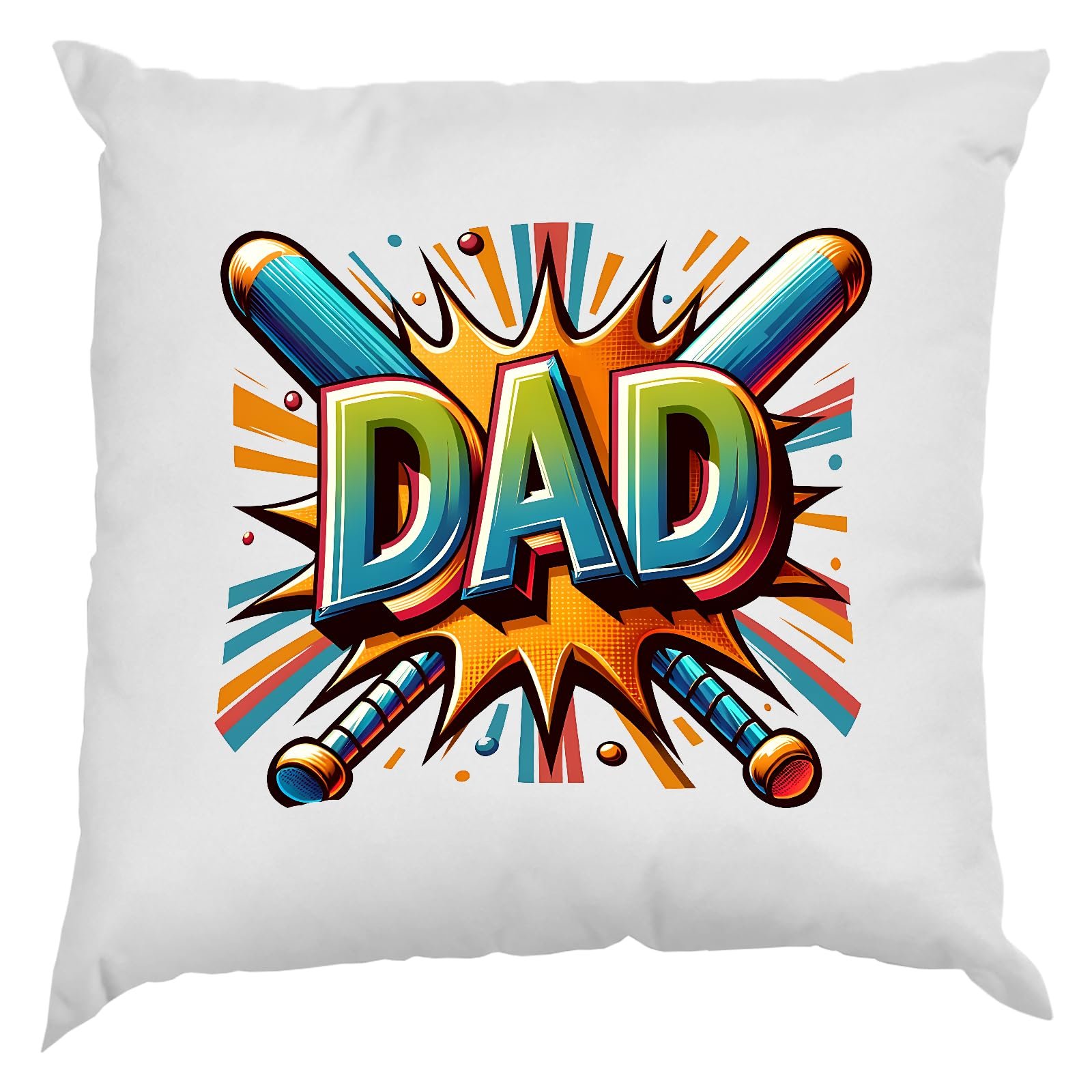 71tuo7vh0fl.jpg White cushion with a comic-style “DAD” and crossed baseball bats