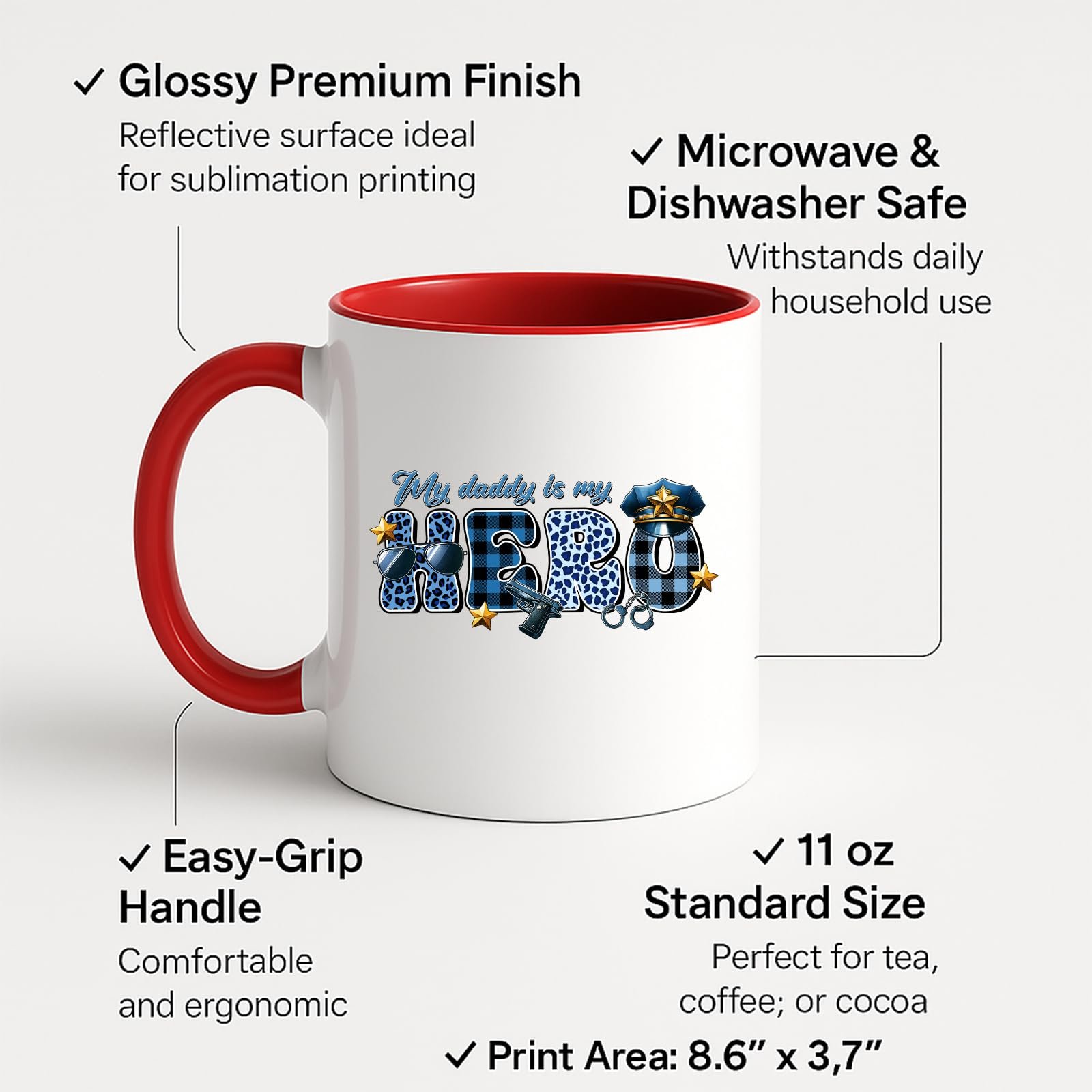 71ude2uihrl.jpg My Daddy Is My Hero Police Colour Handle Mug – product photo 2