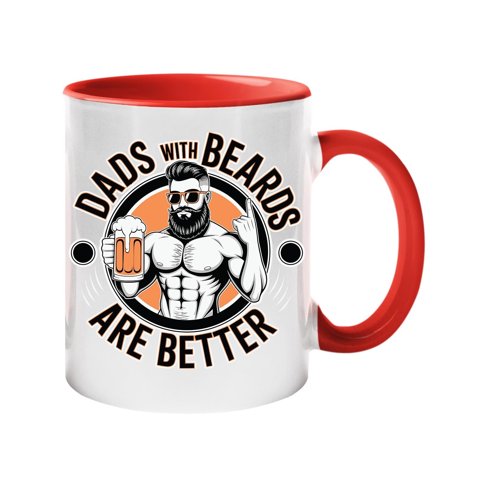 71vwt5alfal.jpg Colour handle mug with a muscly bearded dad with a beer and “Dads with beards are better” – red handle and inside