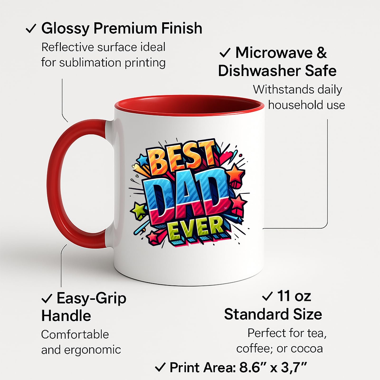 71wbebx46al.jpg Best Dad Ever Comic Colour Handle Mug – product photo 2