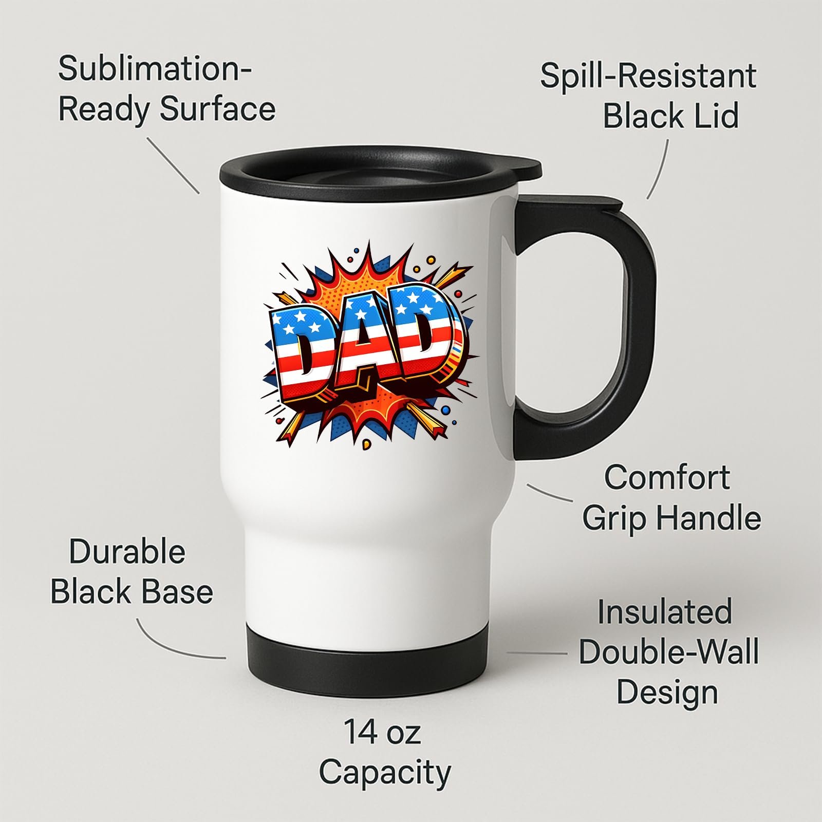 71y3rl21bpl.jpg Stars and Stripes DAD Travel Mug – product photo 2