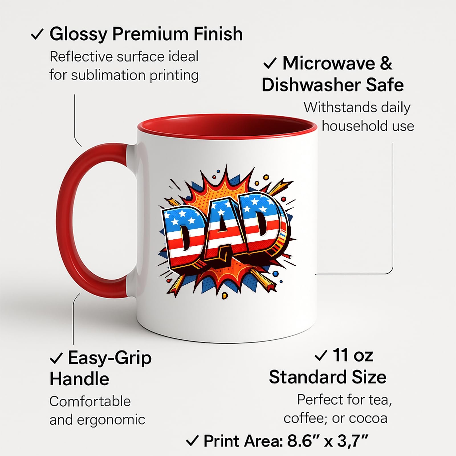 71yw92uhe3l.jpg Stars and Stripes DAD Colour Handle Mug – product photo 2