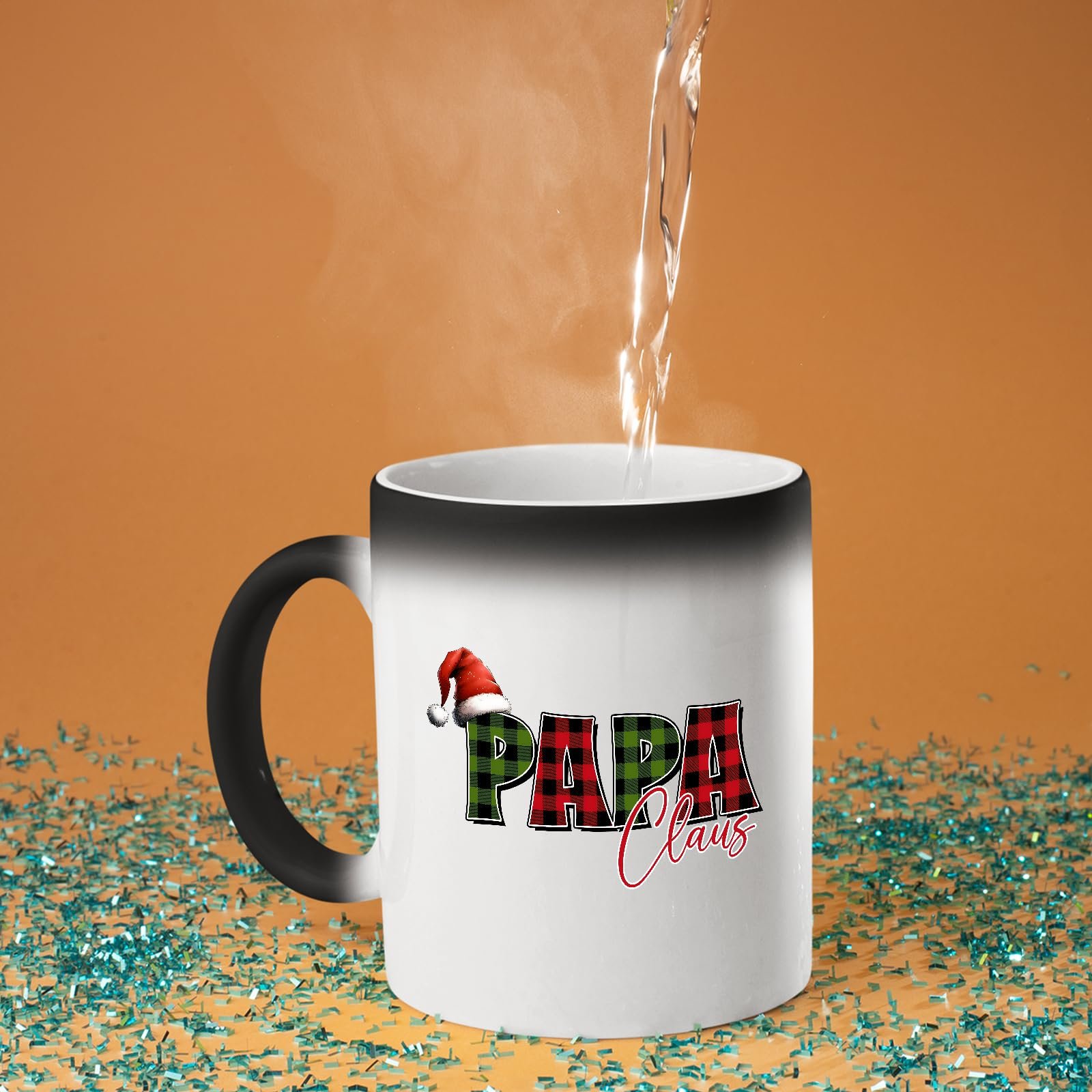 71biuiuervl.jpg Hot water poured into the Papa Claus colour changing mug as the design appears