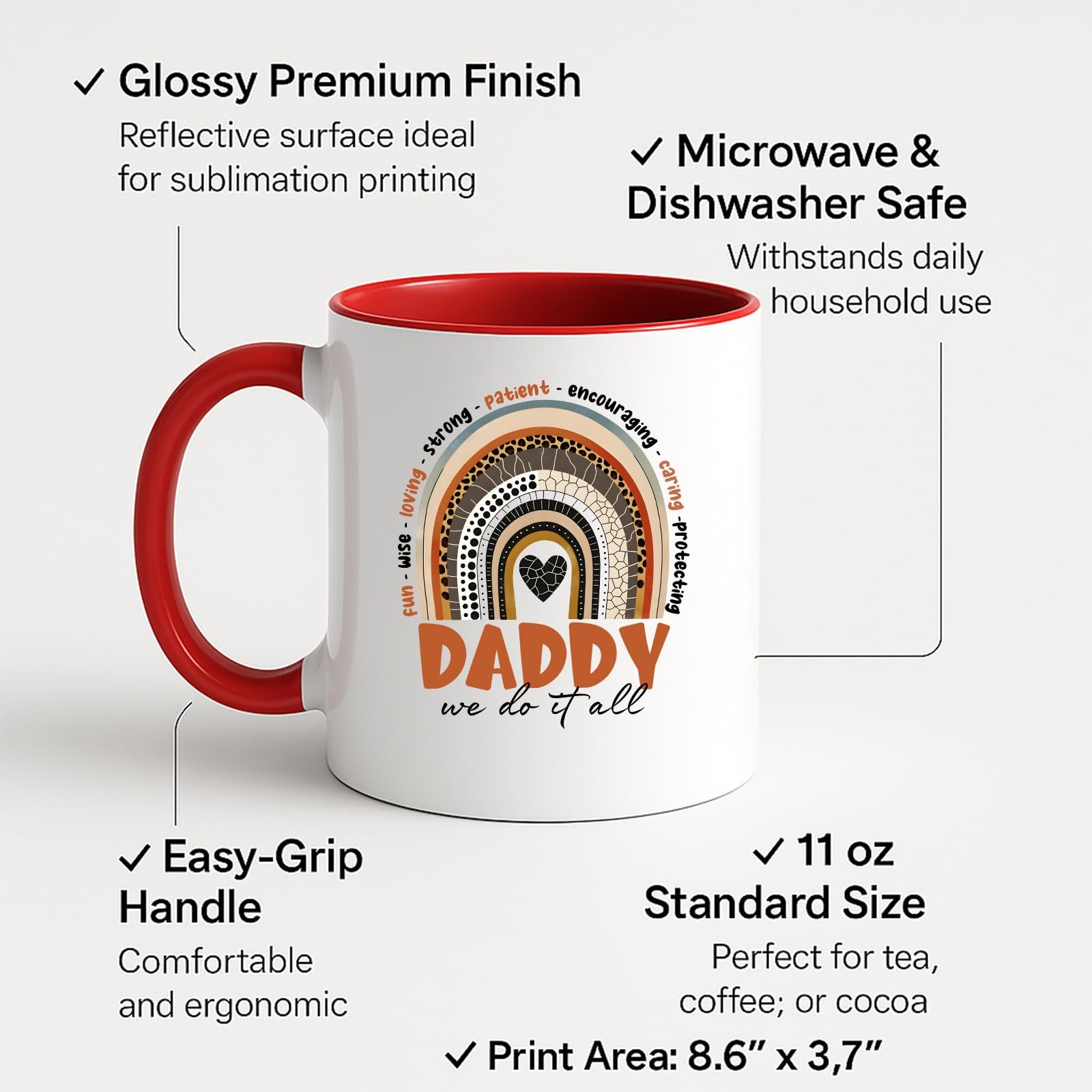 71lhlttgrfl.jpg Daddy We Do It All Boho Rainbow Colour Handle Mug – product photo 2