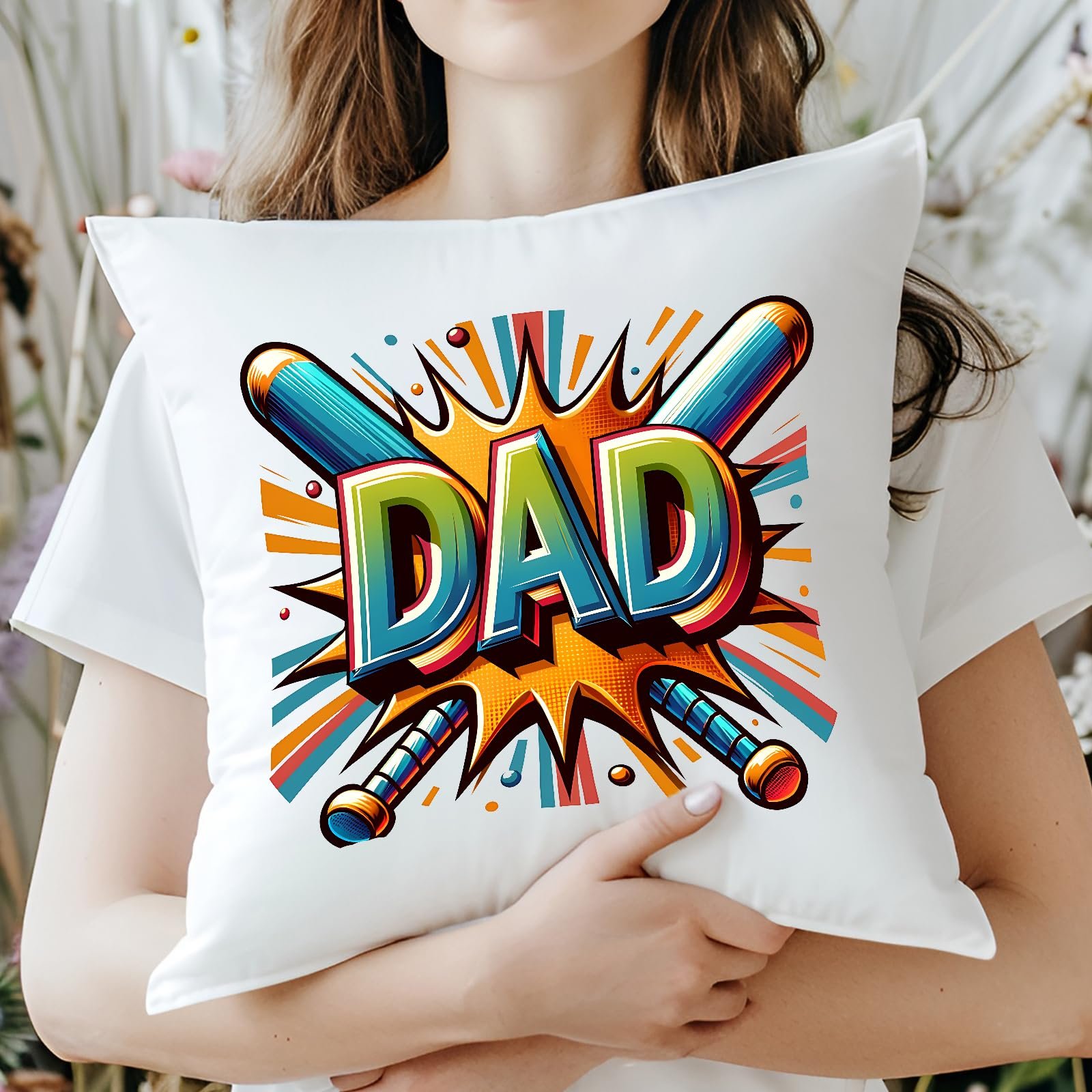 71scctji0ul.jpg Woman hugging the DAD baseball bats cushion