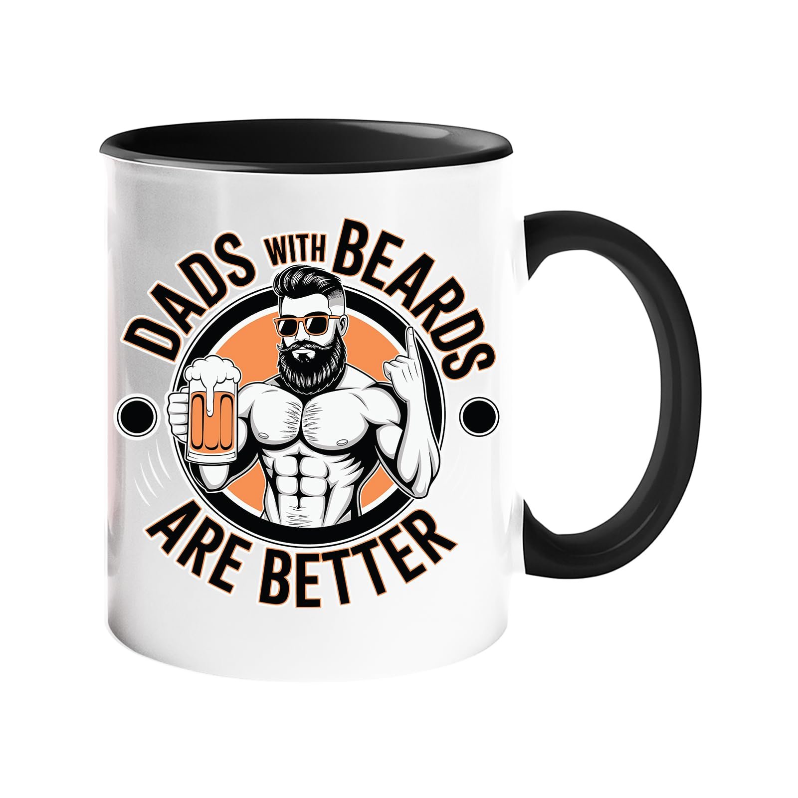 71wraak1uil.jpg Colour handle mug with a muscly bearded dad with a beer and “Dads with beards are better” – black handle and inside