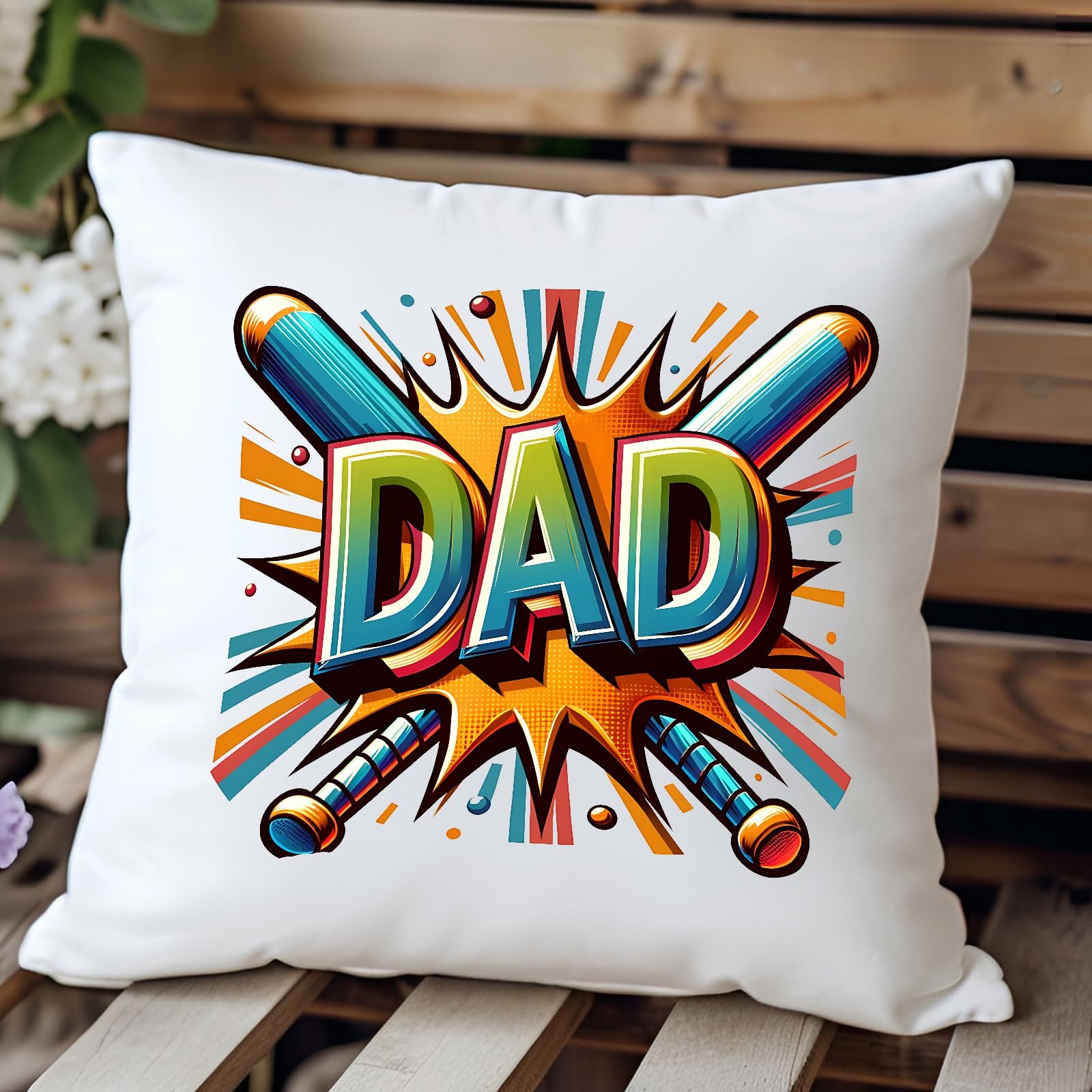 71x v4c5vrl.jpg DAD baseball bats cushion on a wooden bench