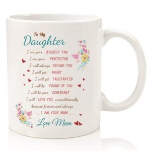 White mug with a To my Daughter poem signed Love Mum