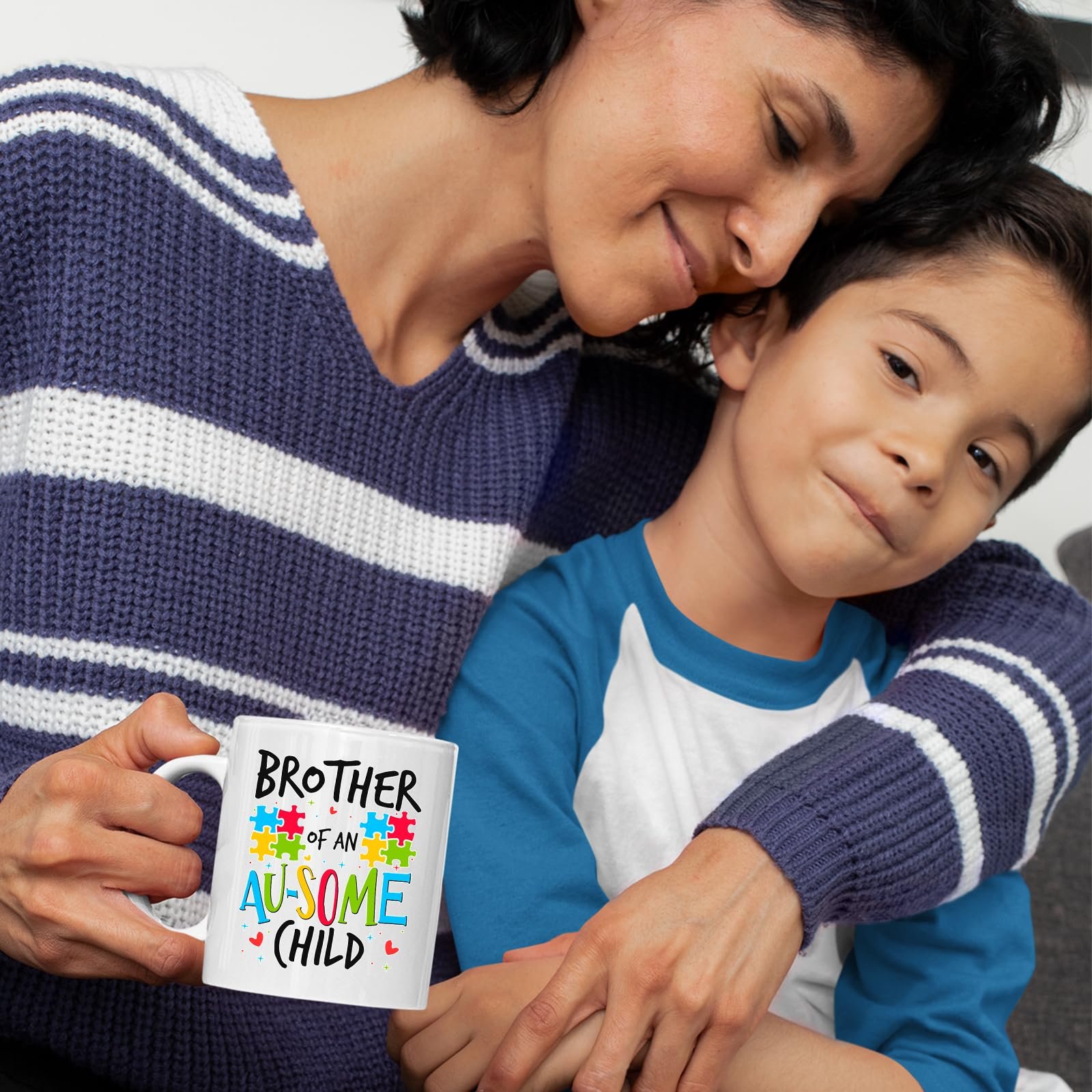 81wkftfteol.jpg Mum and son with the Brother of an Au-Some Child mug