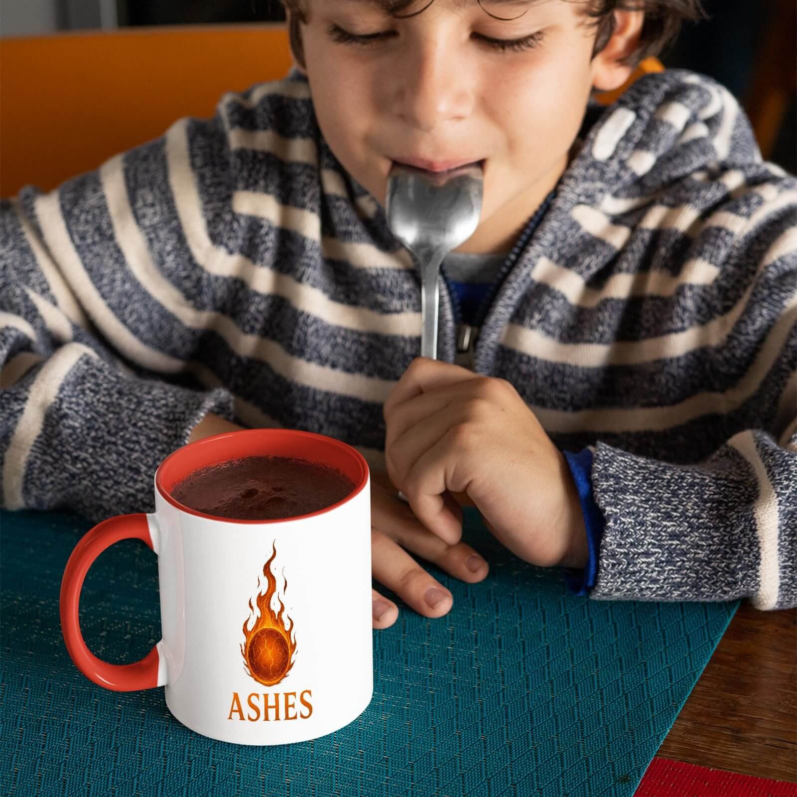 81oikpd1dul.jpg Ashes Flaming Cricket Ball Colour Handle Mug – product photo 6