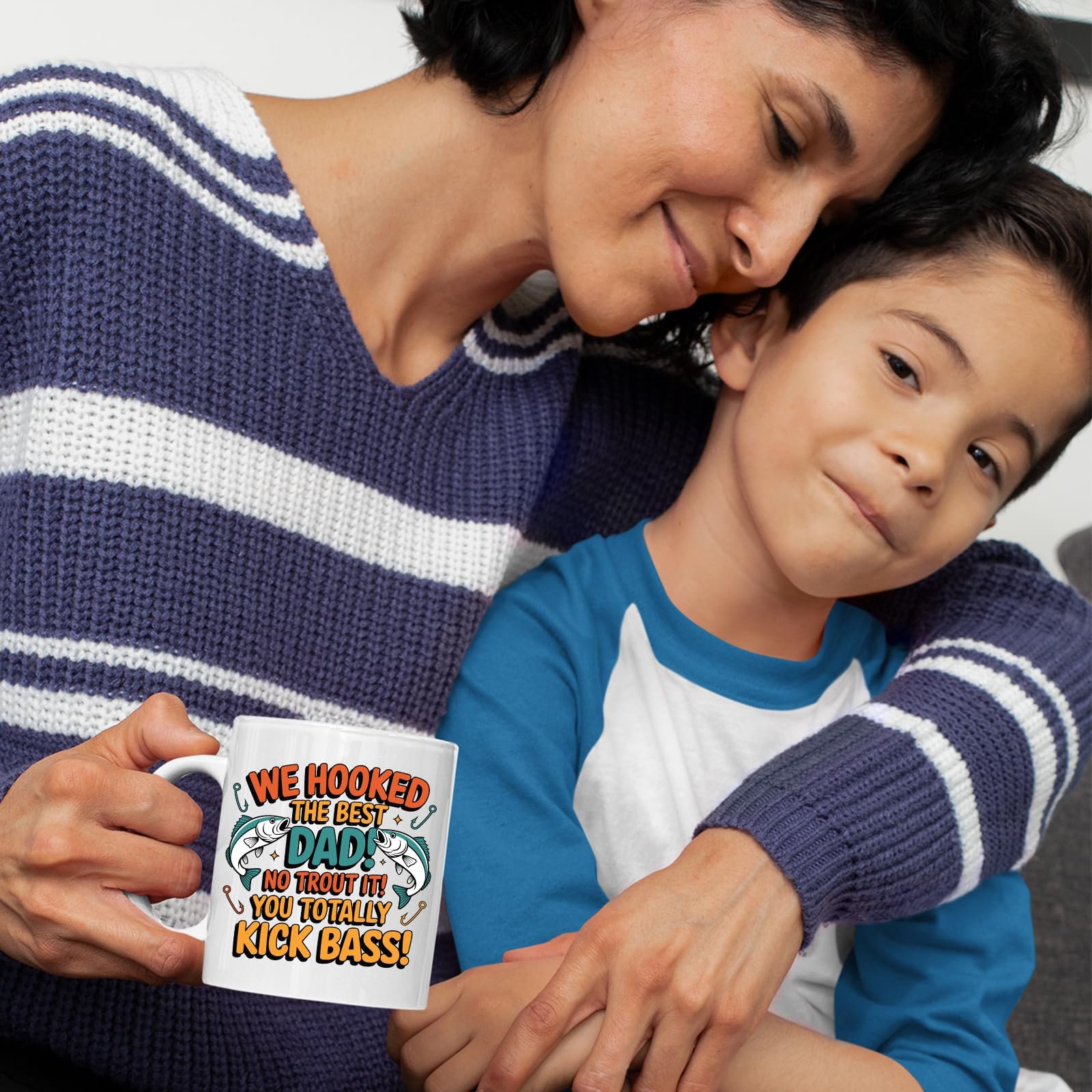 81wgzmel4dl.jpg Mum and son with the We Hooked the Best Dad mug