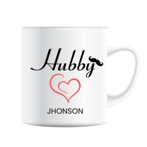 Hubby mug with a red heart and example name