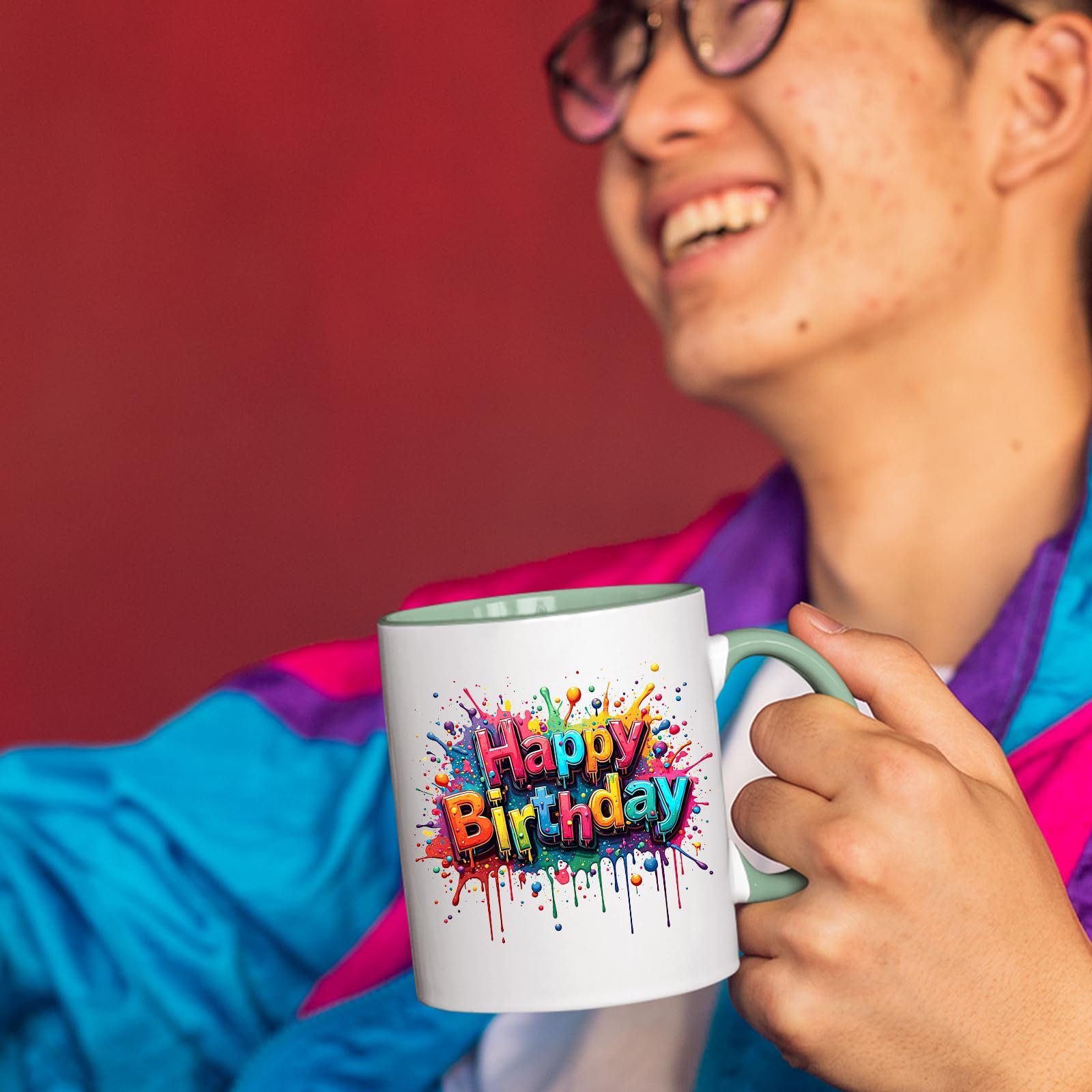 9587ed93.jpg Happy Birthday Colour Handle Mug – product photo 4