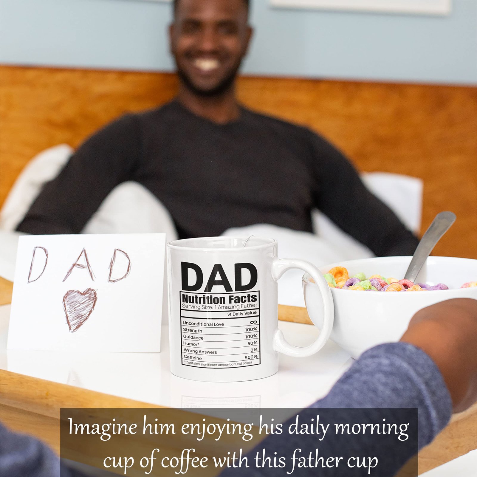 bc290917.jpg Smiling man with the Dad Nutrition Facts mug