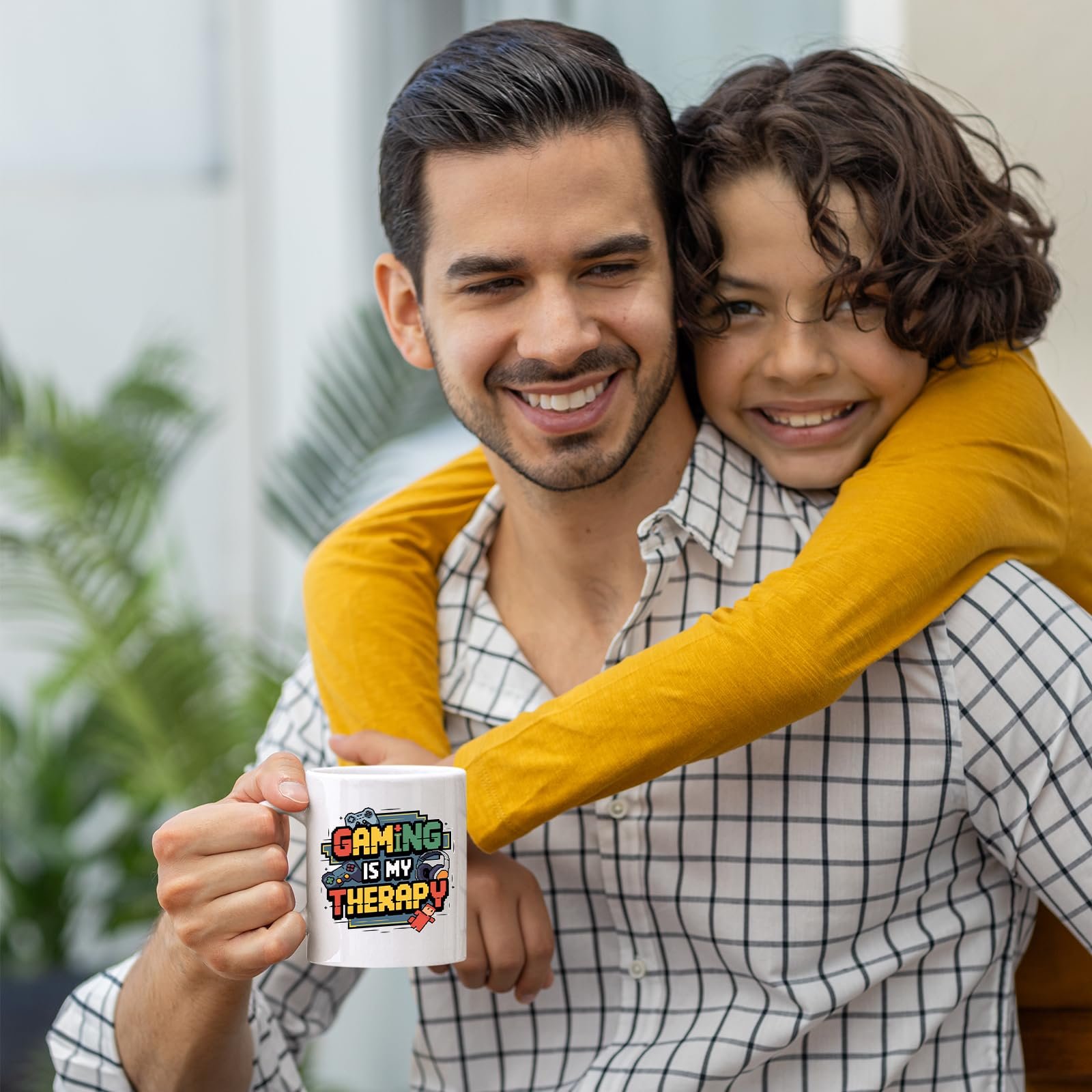 c1bf6cec.jpg Father and son with the Gaming Is My Therapy mug