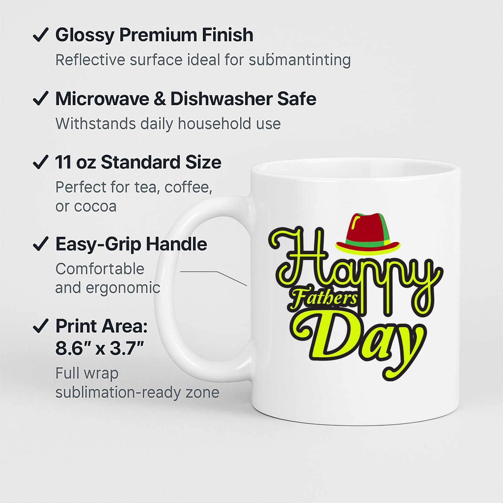 c2488bd4.jpg Father's Day mug with labels for 11oz size and easy-grip handle
