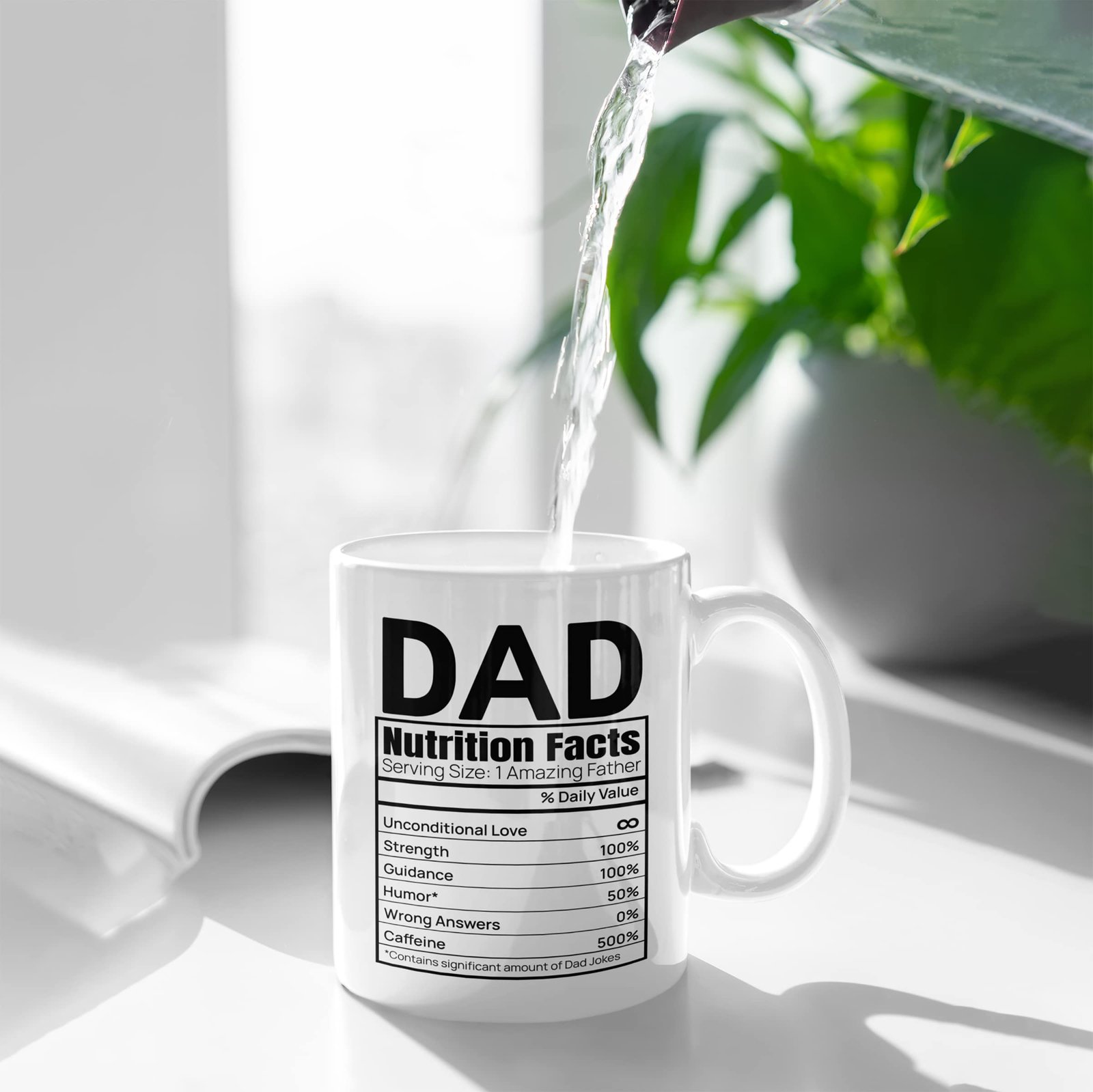 c83120ff.jpg Dad Nutrition Facts mug beside a plant
