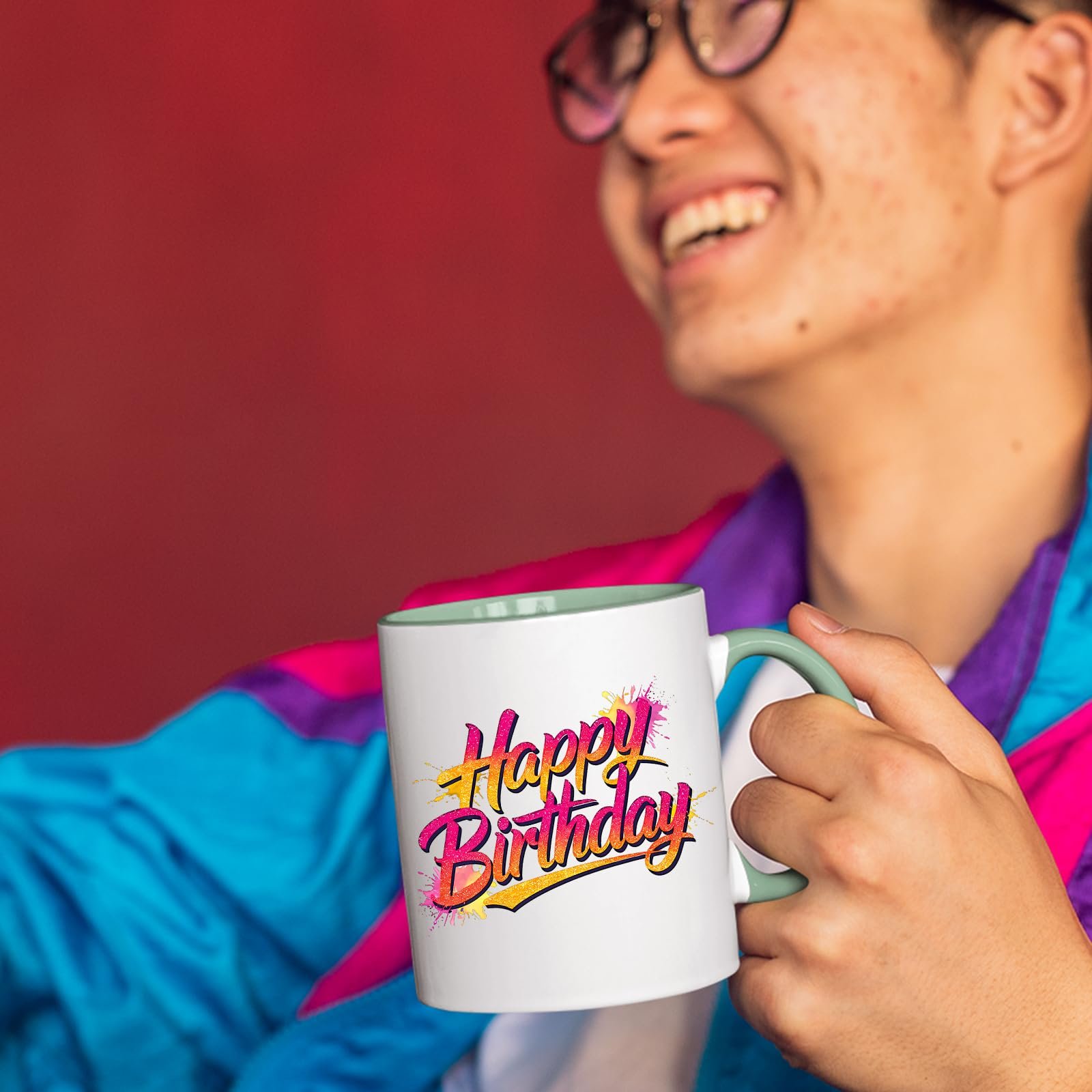 d8e5439b.jpg Happy Birthday Colour Handle Mug – product photo 4