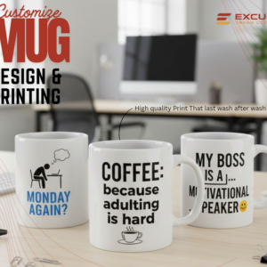 Coffee: Because Adulting Is Hard Mug on an office desk