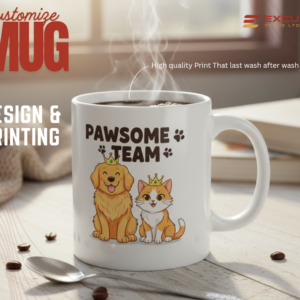 Pawsome Team Mug on a table