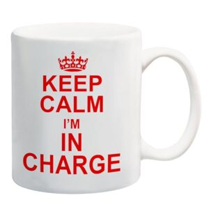 keep calm i'm in charge red mug gift present office manager